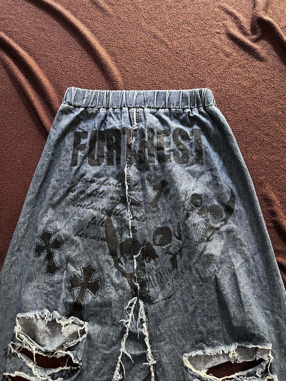 Japanese Brand Japanese M.K.R Skulls Distressed Skirt Size 28" / US 6 / IT 42 - 4 Thumbnail