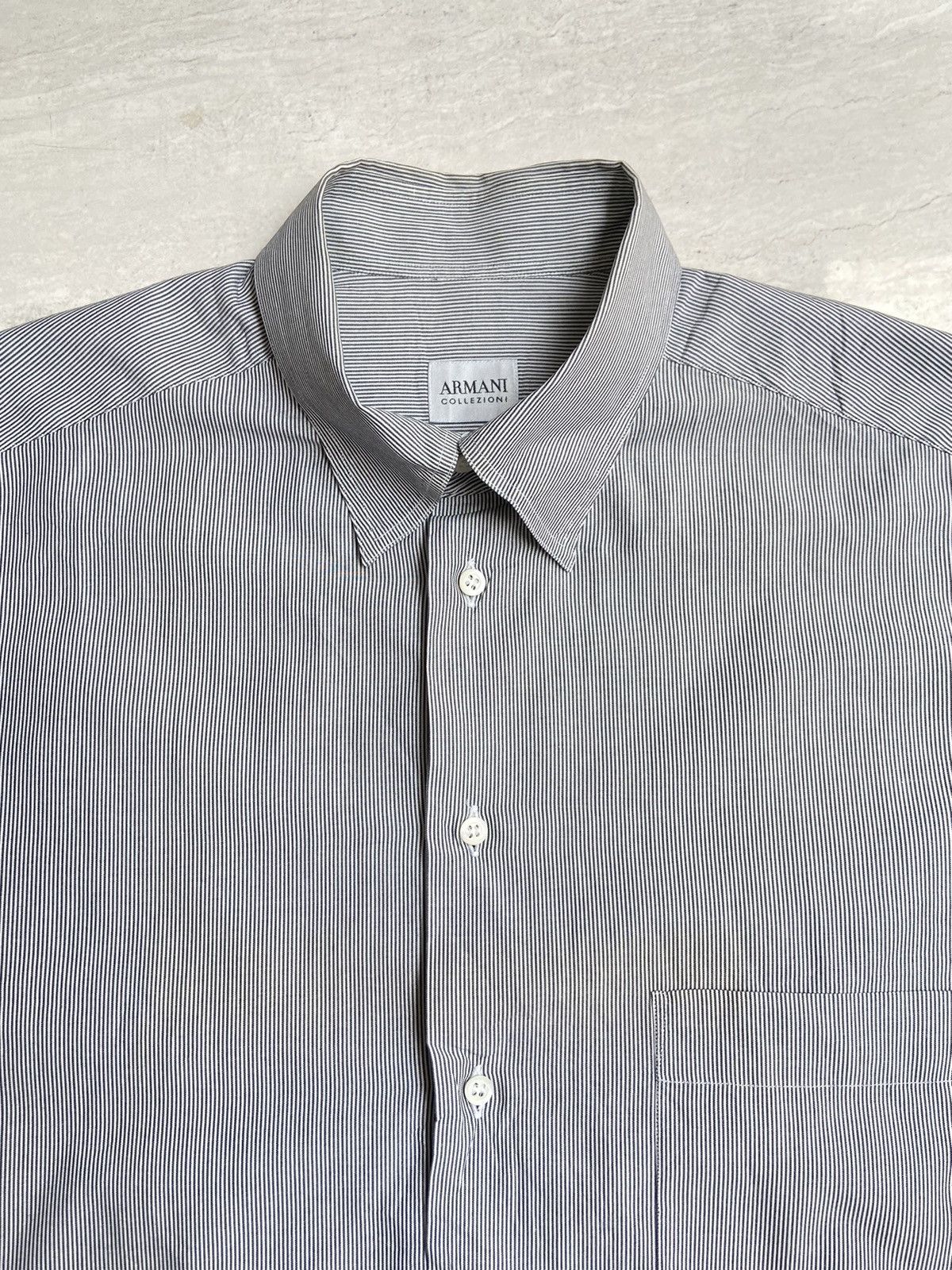 Armani Collezioni ARMANI COLLEZIONI Grey Striped Shirt Size US L / EU 52-54 / 3 - 4 Thumbnail