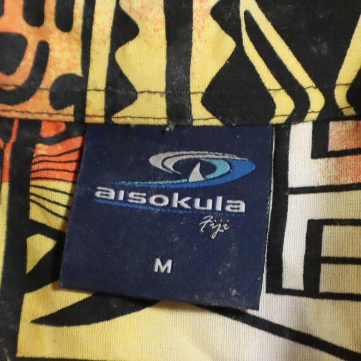 Vintage Aisokula Hawaiian Tribal Cotton All Over Print Button Up Shirt Orange Men's M Size US M / EU 48-50 / 2 - 5 Thumbnail
