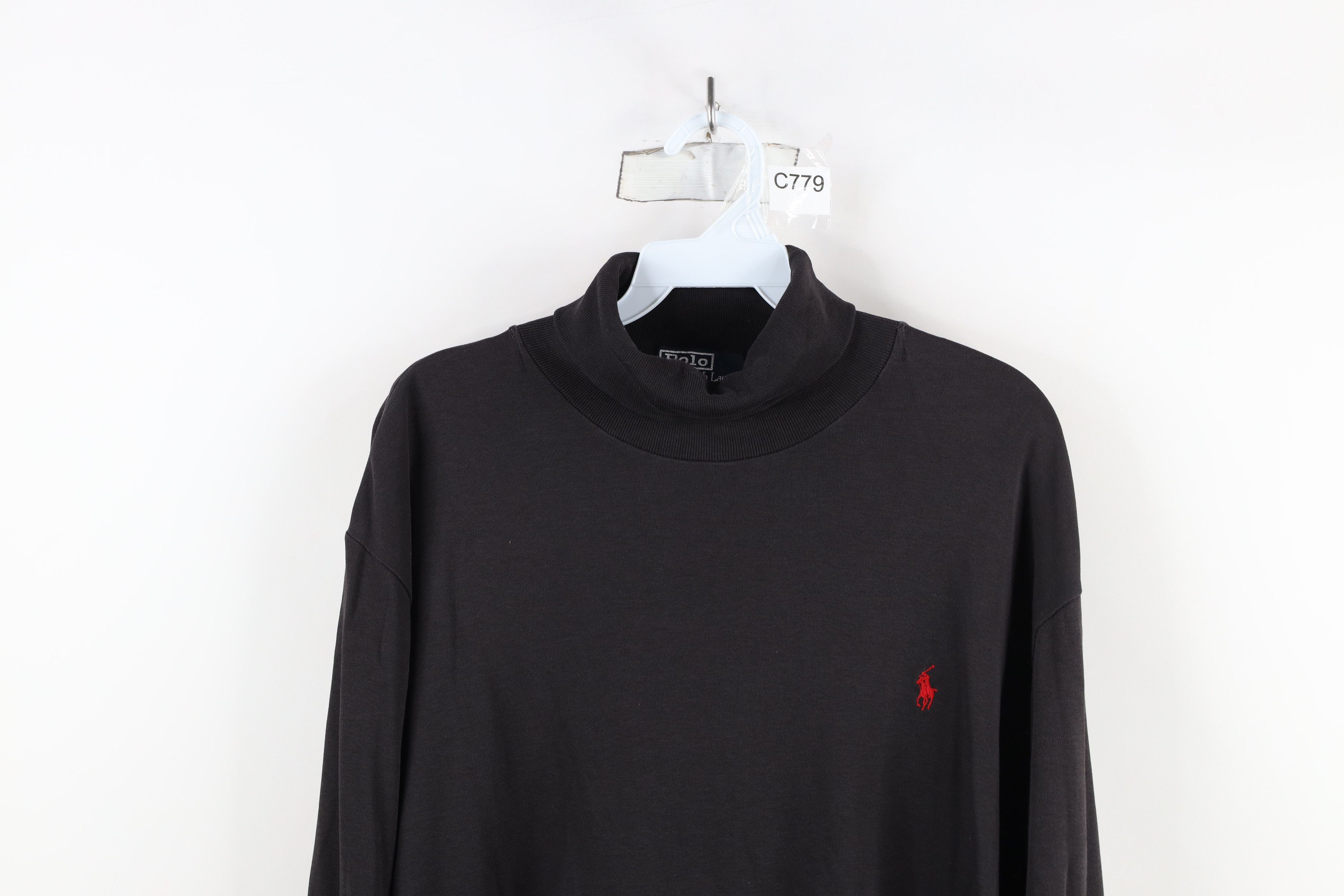 Ralph Lauren × Vintage Vintage 90s Ralph Lauren Turtleneck T-Shirt Black USA Size US M / EU 48-50 / 2 - 2 Thumbnail