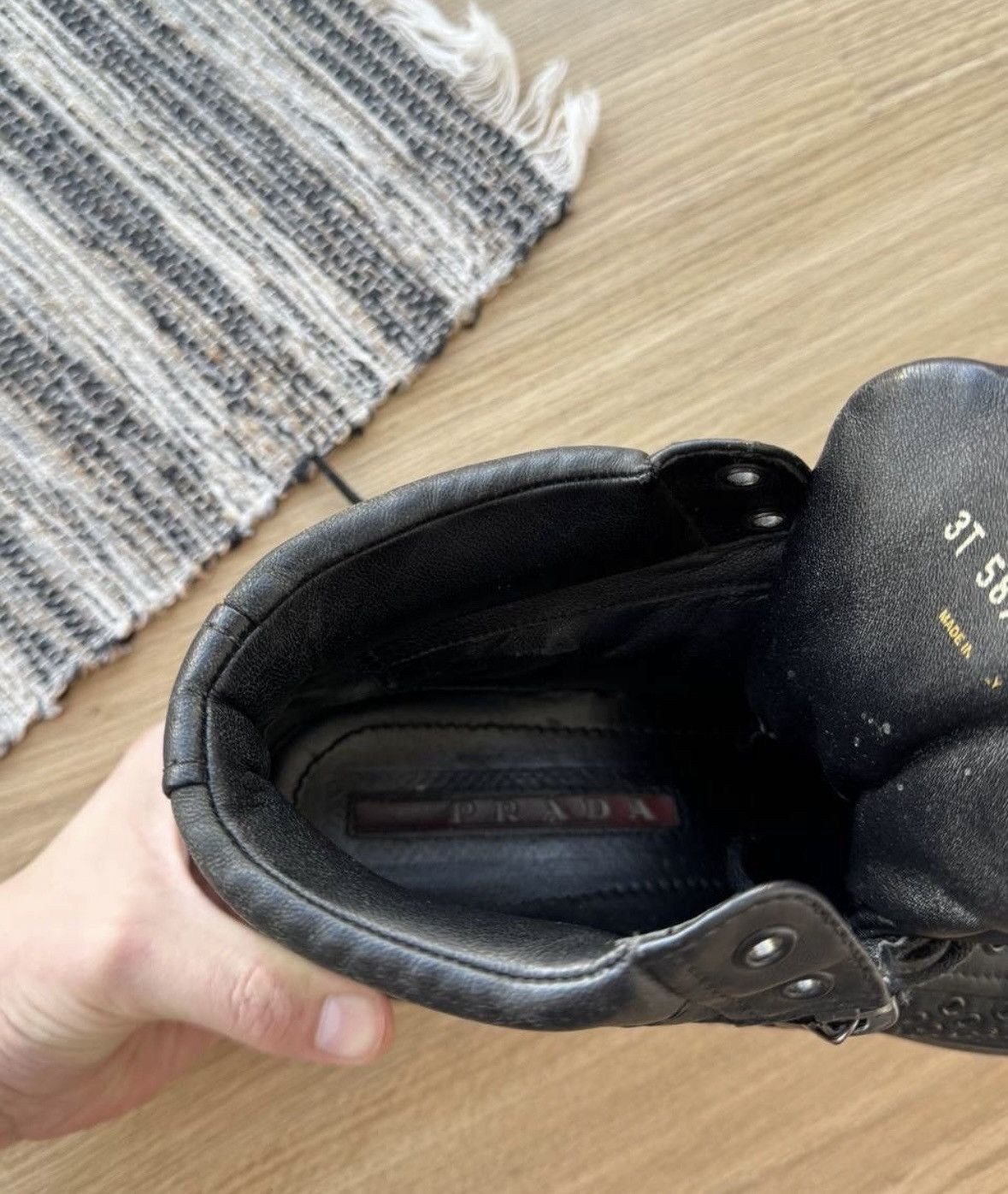 Prada × Vintage Vintage Prada Studded leather Hi top shoes (size 38) Size US 8 / IT 38 - 12 Thumbnail