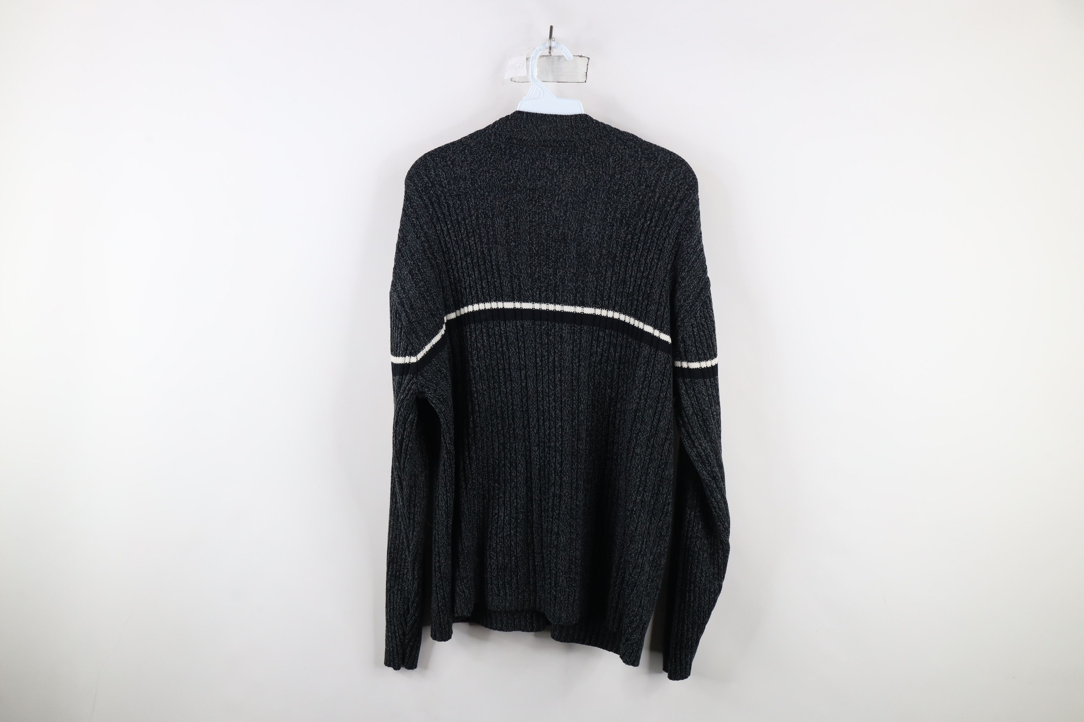 Vintage Vintage 90s Streetwear Striped Ribbed Knit Mock Neck Sweater Size US XL / EU 56 / 4 - 5 Thumbnail
