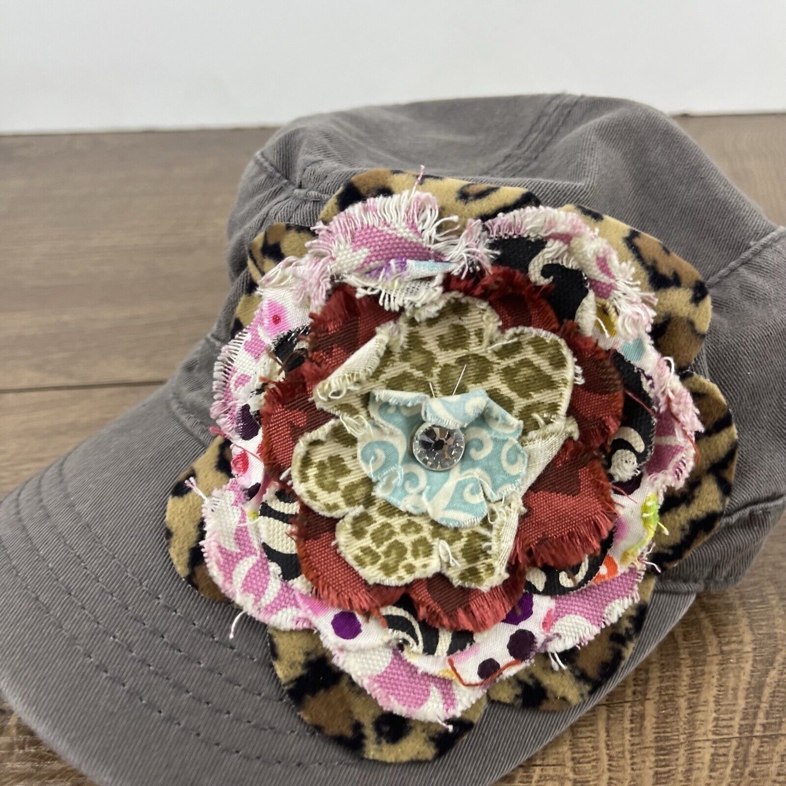 Other Womens Flower Hat Gray Hat Adjustable Hat Gray Adult Hat Size ONE SIZE - 7 Thumbnail