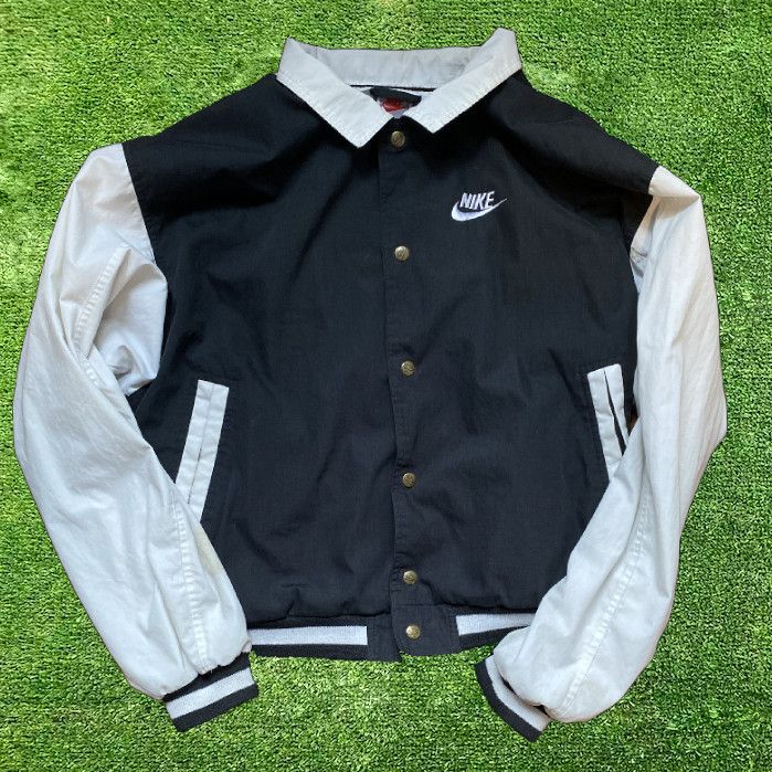 image of Nike Court Supreme Big Logo Nylon Olympic Jakcet in Black/White, Men's (Size Small)