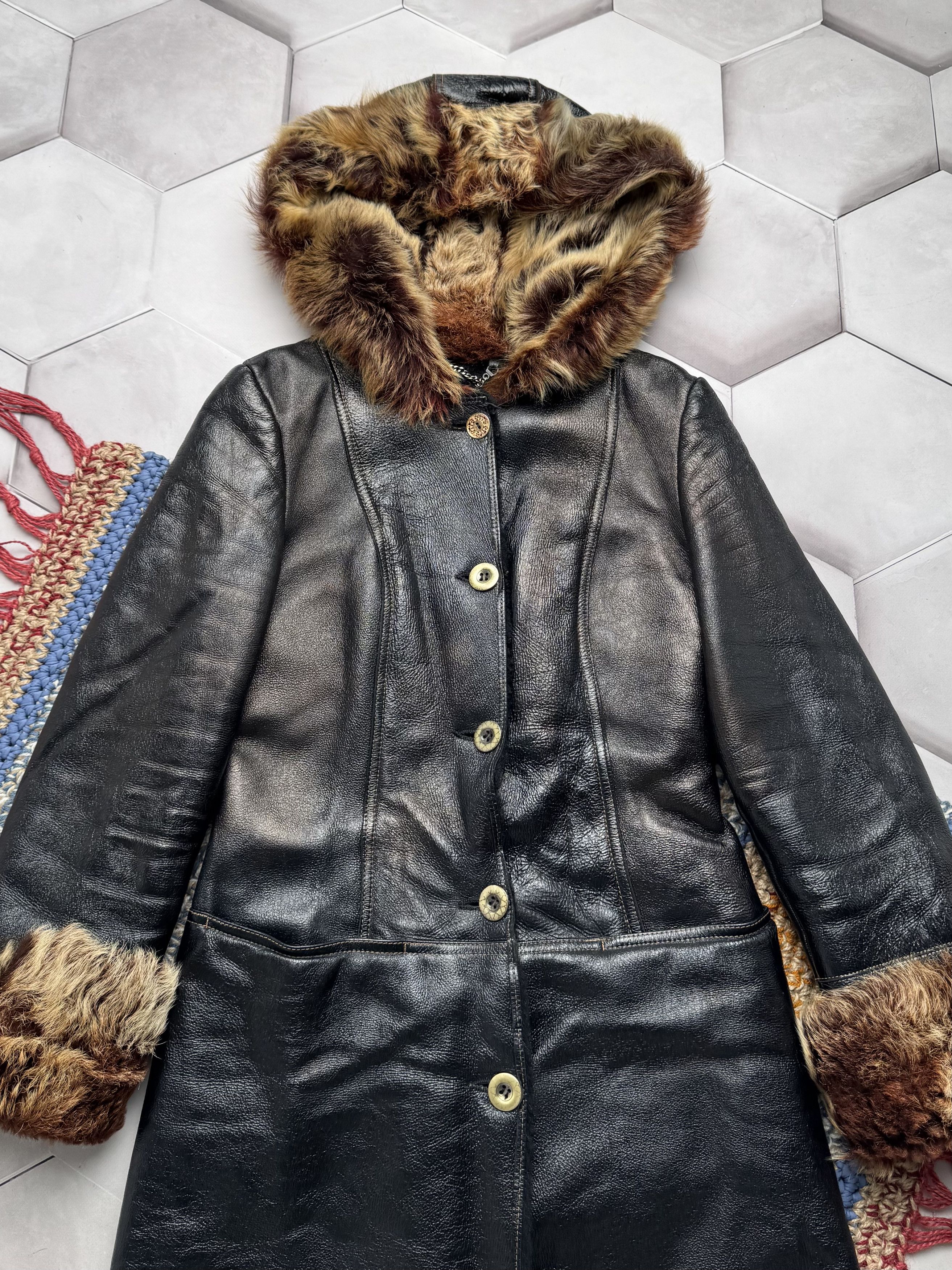 Japanese Brand Vintage Real Sheepskin Hooded Coat (E4) Size S / US 4 / IT 40 - 2 Thumbnail