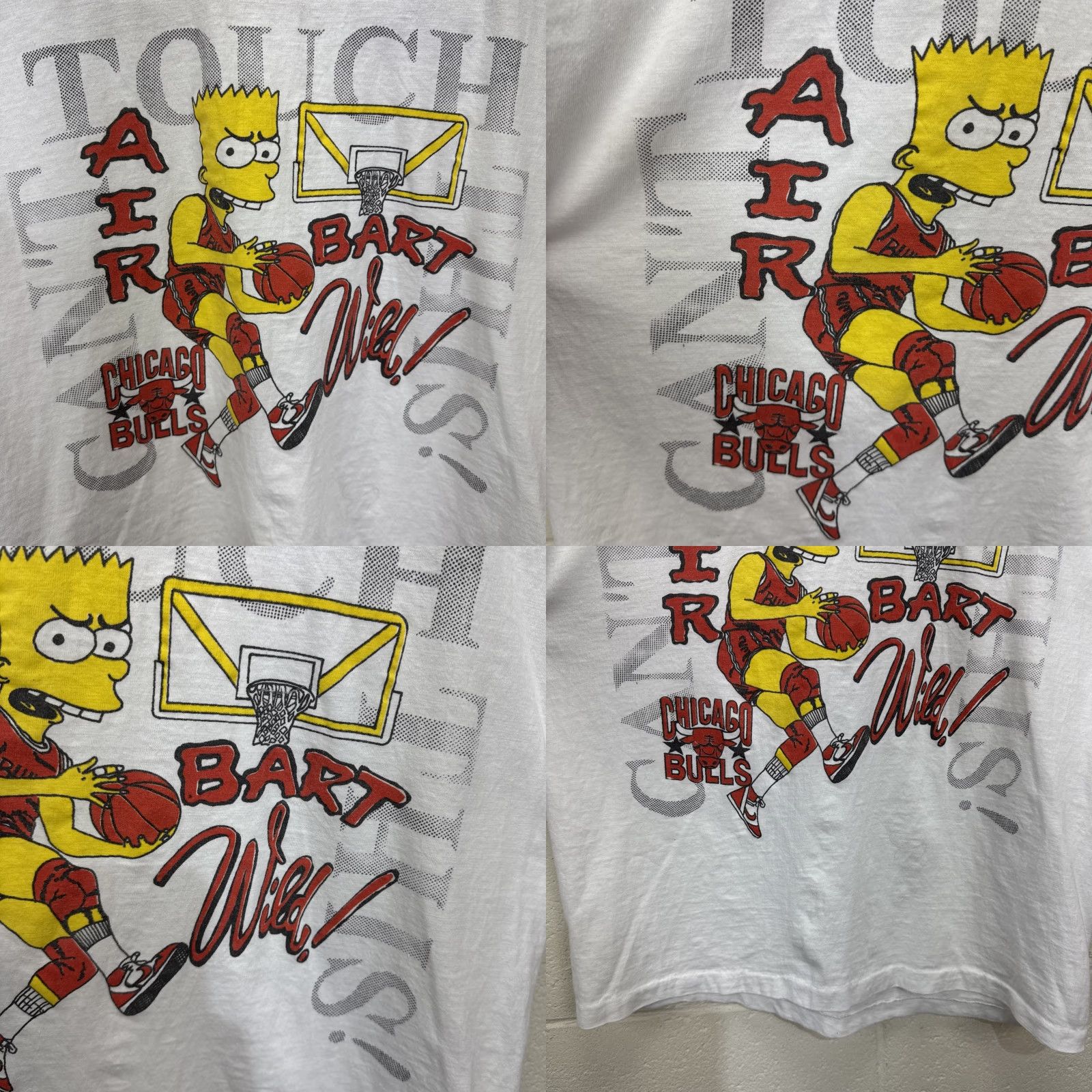 Vintage VINTAGE 90s Newstar Simpsons Air Bart Chicago Bulls Graphic Tee Large White Hip Hop Unisex Size US L / EU 52-54 / 3 - 8 Thumbnail