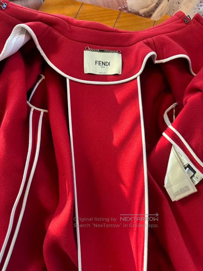 Fendi Fendi Crimson cashmere coat with real mink cuffs Size XS / US 0-2 / IT 36-38 - 3 Thumbnail