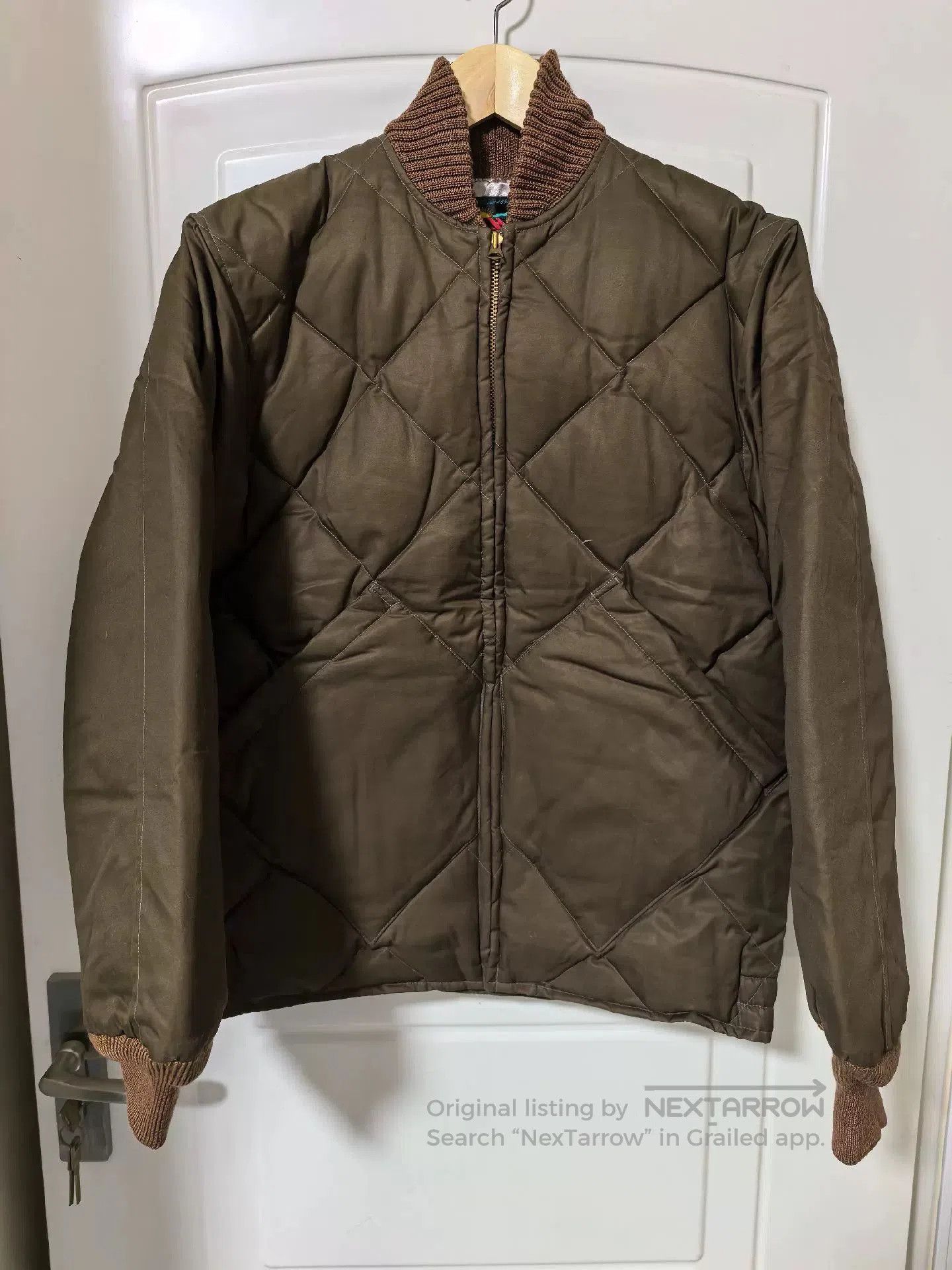 Warehouse Retro Chocolate Quilted Down Jacket. Size US M / EU 48-50 / 2 - 1 Thumbnail