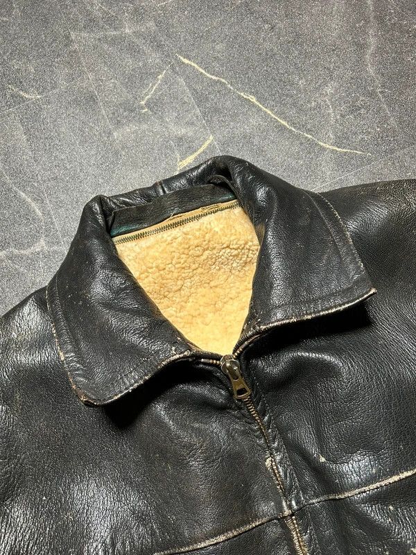 Vintage Distressed Leather Jacket Wool 60s 50s Retro vintage Size US L / EU 52-54 / 3 - 10 Thumbnail