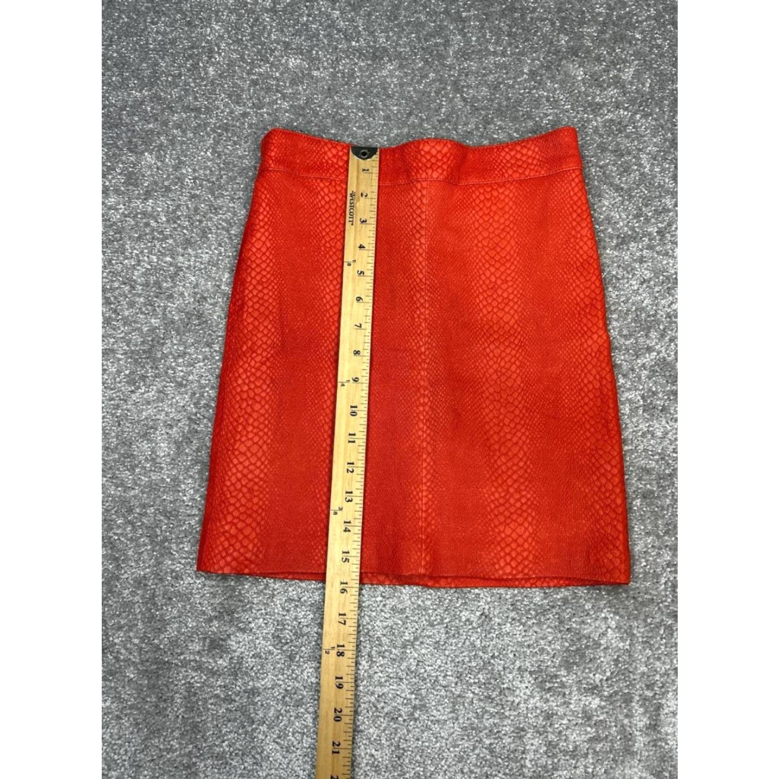 NBD NBD Mini Skirt Womens XS Orange Snake Texture Leather Lined Formal City Spring/Summer Women Skirt, Zipper, High Rise Size 26" / US 2 / IT 38 - 6 Thumbnail
