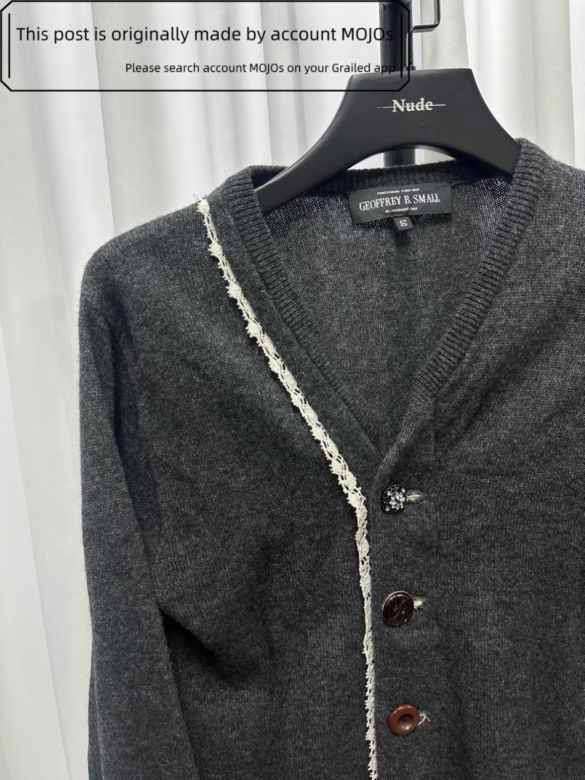 Geoffrey B. Small Sz S Geoffrey B Small Lace Edge Button Up Cardigan mojos2041 Size US S / EU 44-46 / 1 - 2 Thumbnail