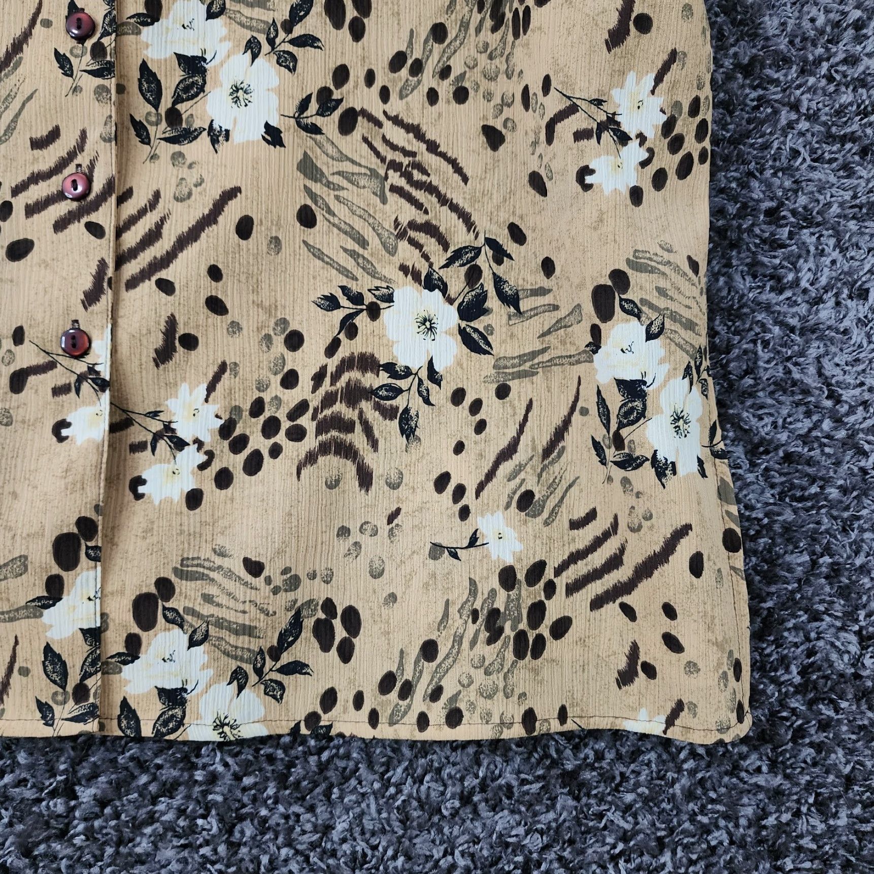Vintage VINTAGE Notations Floral Blouse Shirt 1X Womens Beige Short Sleeve Shoulder Pads Woman 1X Size XL / US 12-14 / IT 48-50 - 2 Thumbnail