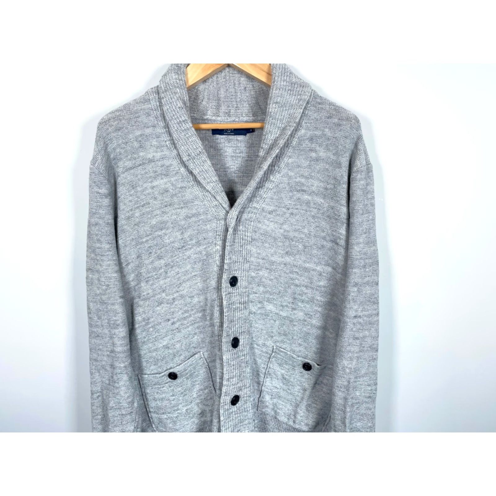 J.Crew J.CREW Cardigan Sweater Men's XL Shawl Collar Lightweight 100% Cotton Marled Gray Knit V-Neck Casual Knitwear Pockets Vintage No Size US XL / EU 56 / 4 - 4 Thumbnail