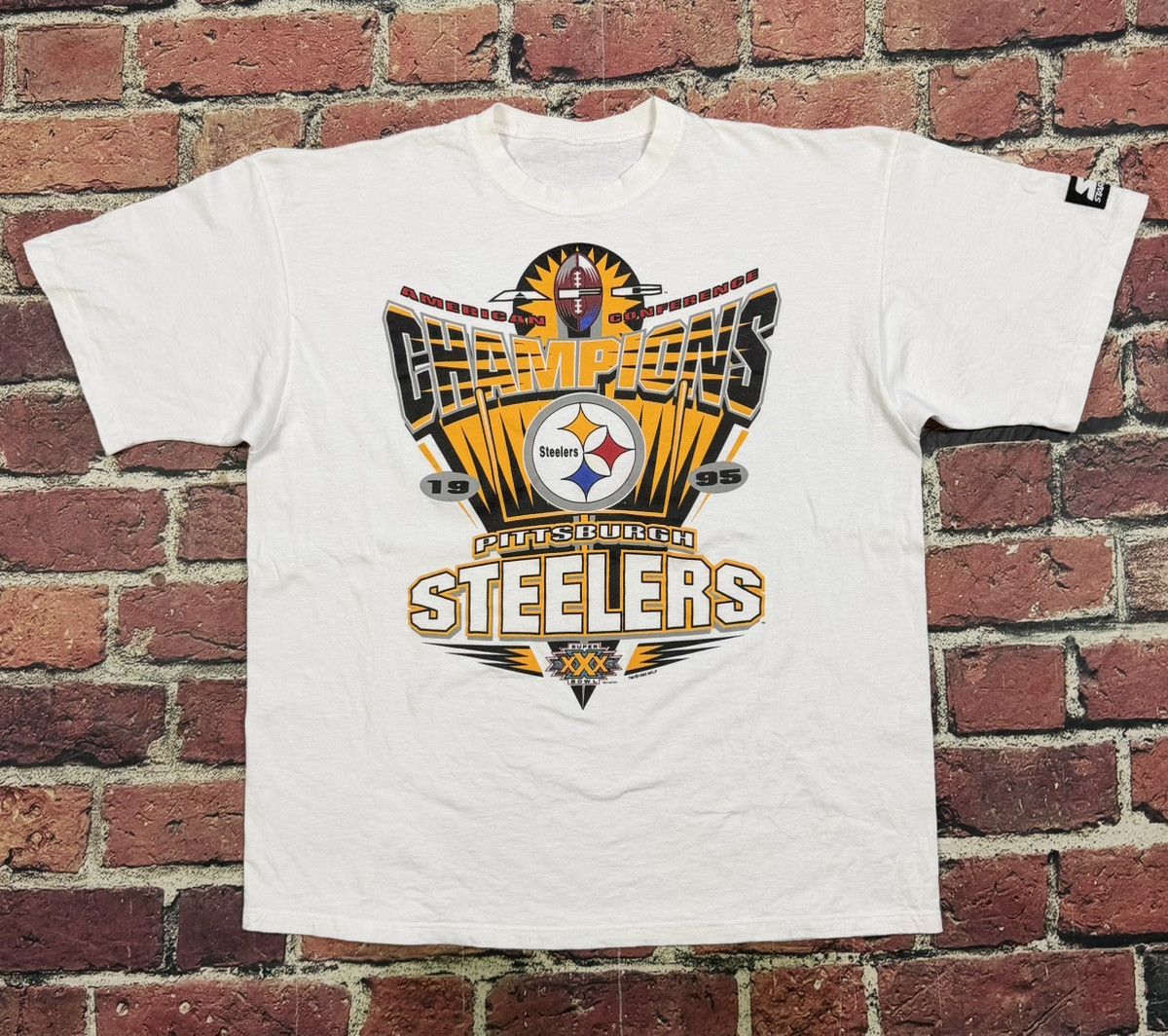 Starter Vintage 1995 Pittsburgh Steelers Super Bowl AFC Champs Tee Size US XL / EU 56 / 4 - 1 Thumbnail
