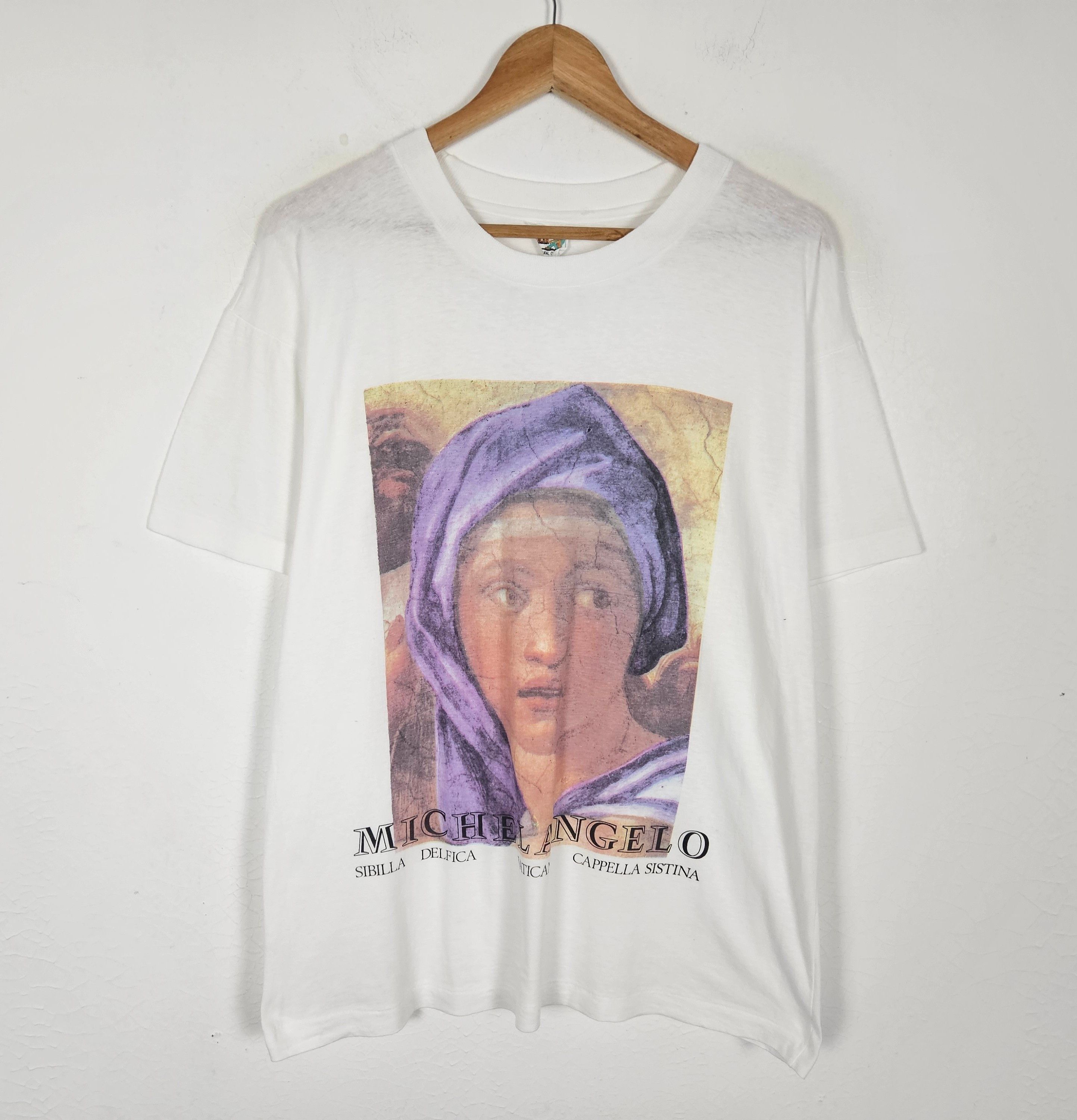 Vintage 90s Michelangelo art white graphic t shirt