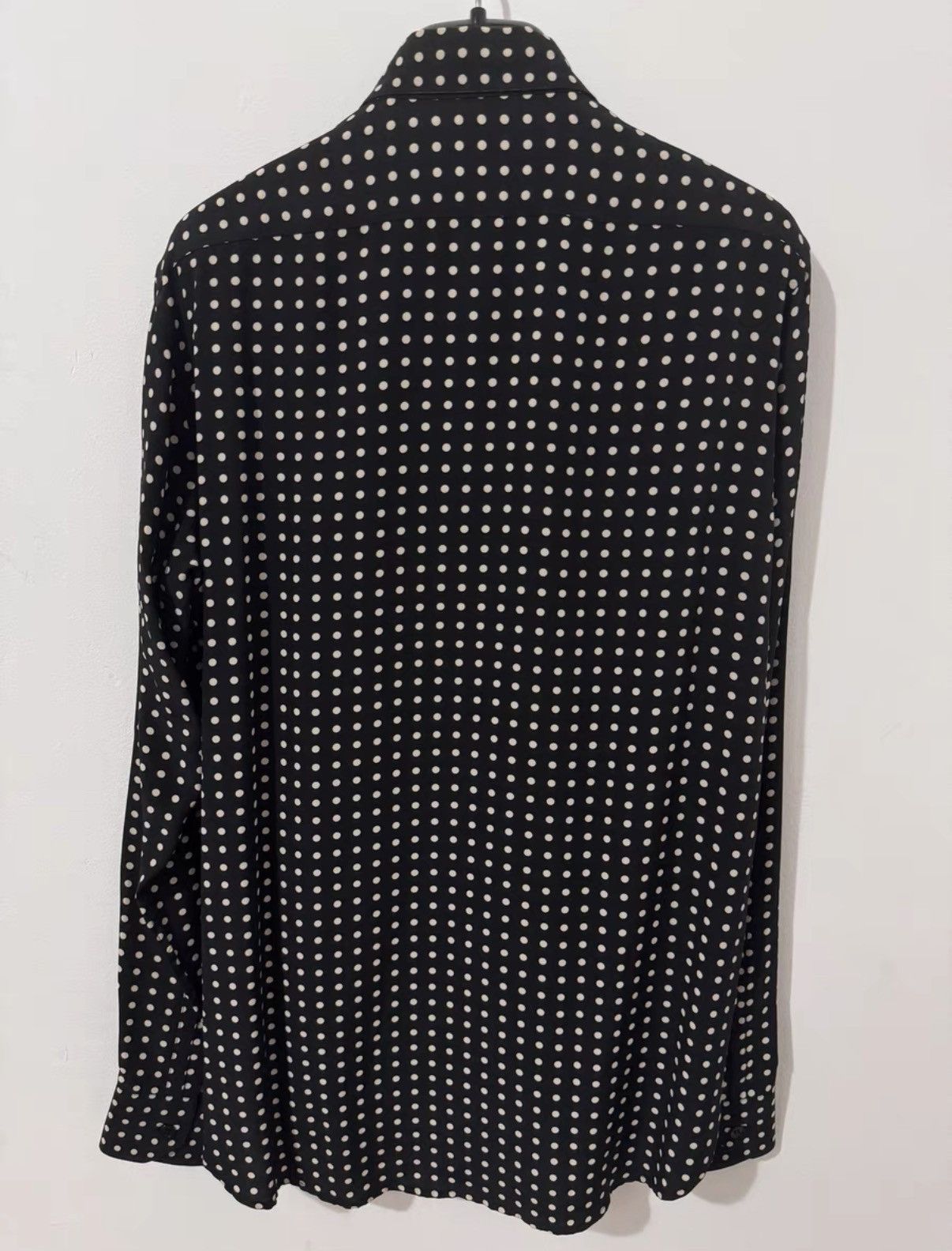 Saint Laurent Paris SLP) 14FW Runway Silk All-Over Black/White Polka Dot Shirt Size US M / EU 48-50 / 2 - 2 Thumbnail