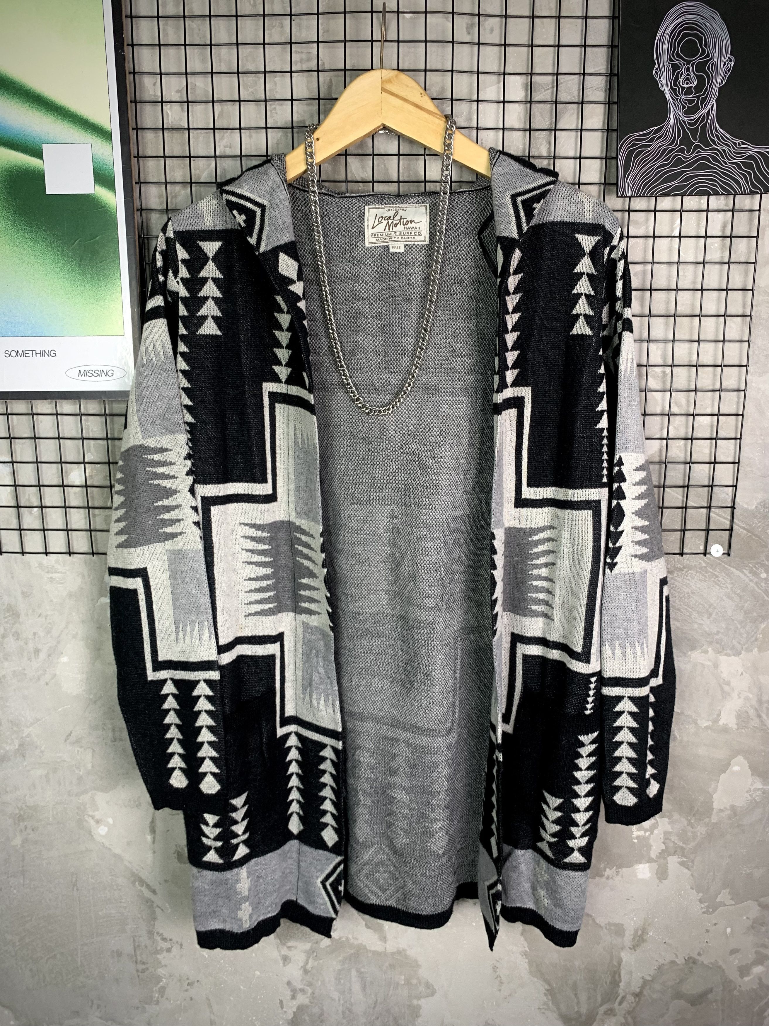 Pendleton LOCAL MOTION Navajo Native Pattern Hooded Open-Front Knit Size US L / EU 52-54 / 3 - 1 Thumbnail