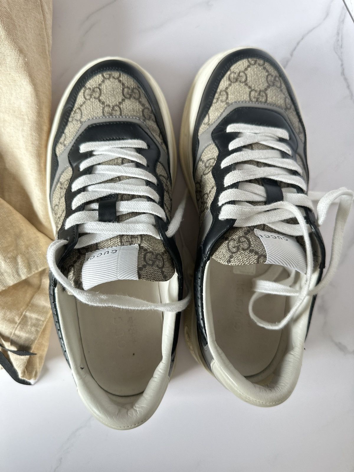 Gucci Gucci Monogram Street Style Logo Sneakers 'Beige Black' Size US 9 / EU 42 - 3 Thumbnail