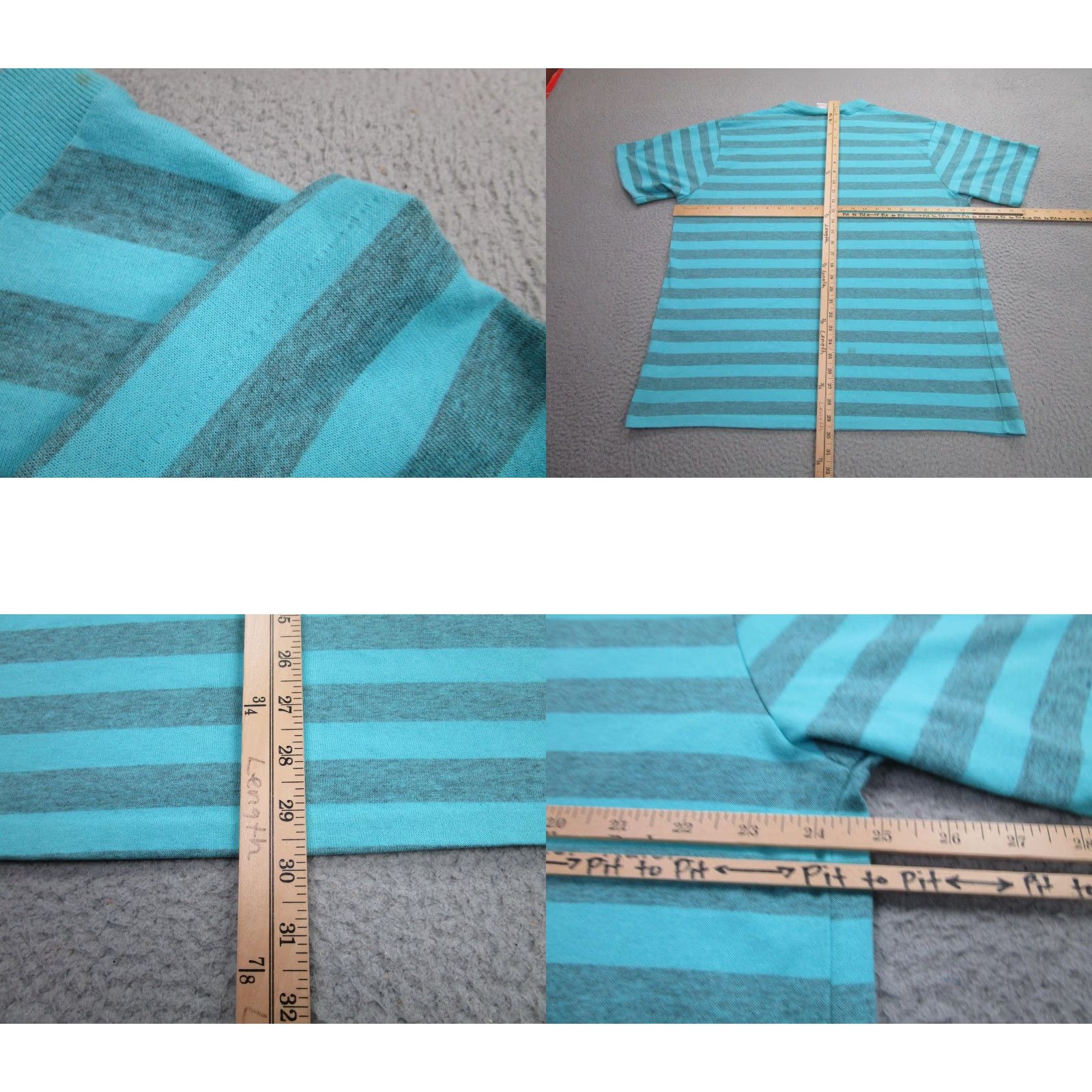 AQUA VINTAGE Islander Shirt Mens 2XL Short Sleeve Crew Neck Striped Aqua Blue USA Made T-Shirt Mens 2XL Size US XXL / EU 58 / 5 - 8 Thumbnail