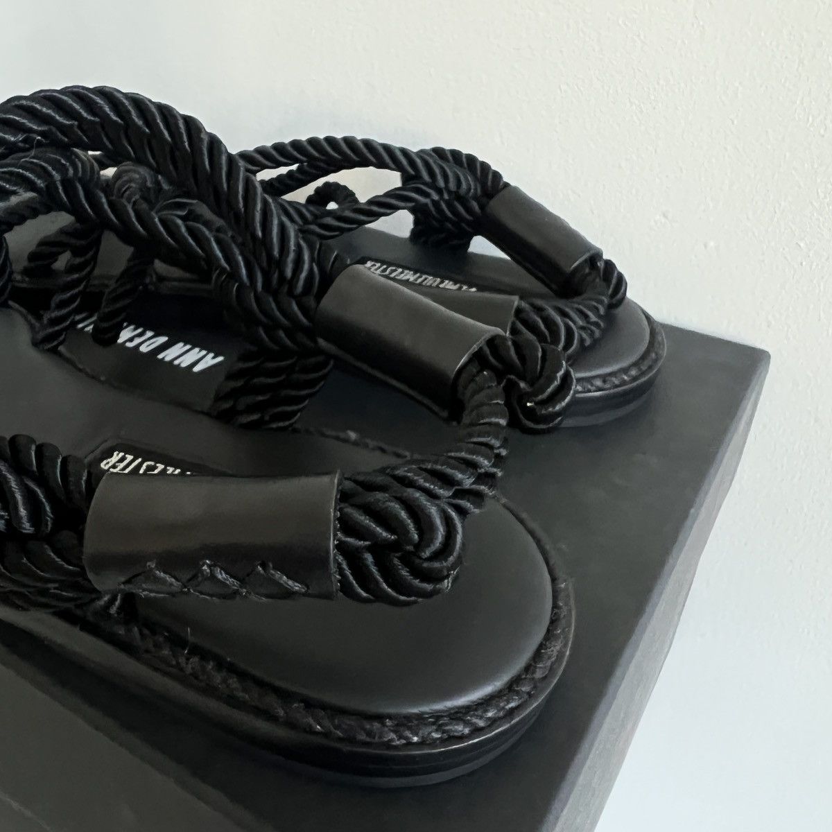 Ann Demeulemeester Ann Demeulemeester black nero leather cord strap sandals Size US 8 / IT 38 - 6 Thumbnail