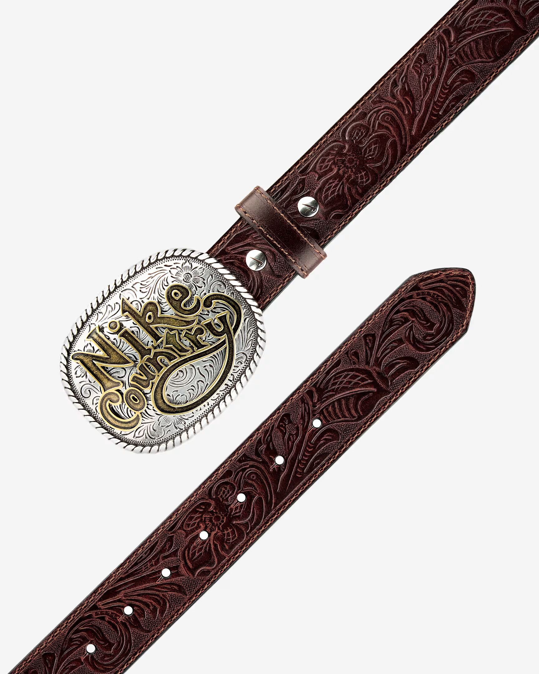Nike Nike Country Men's Plaque Buckle Embossed Leather Belt Size ONE SIZE - 2 Thumbnail