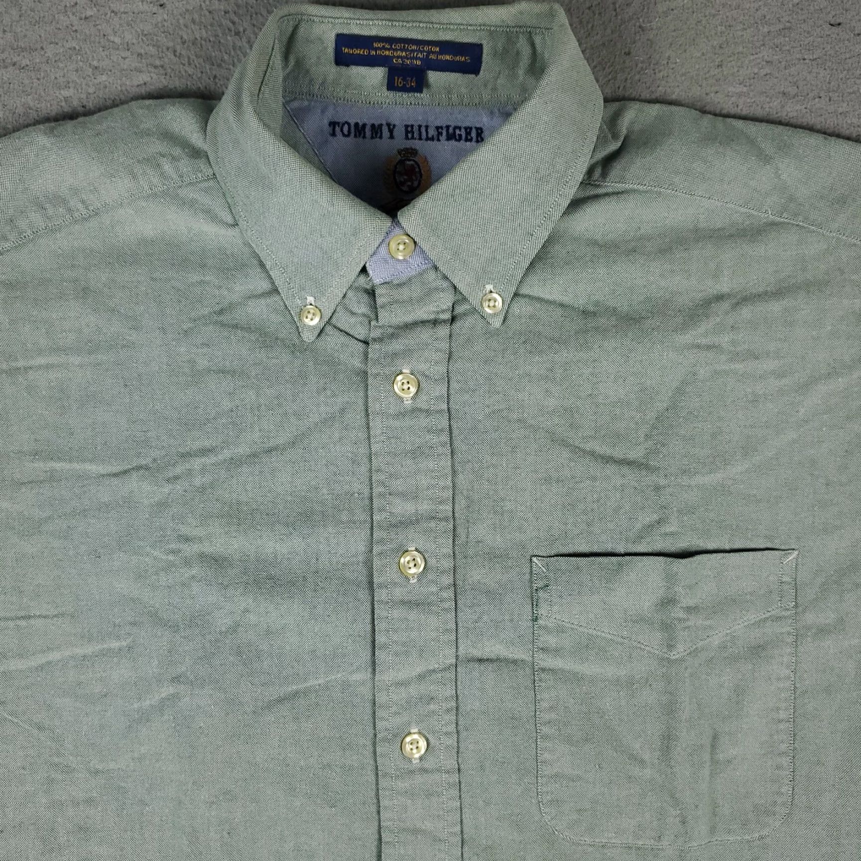 Tommy Hilfiger Tommy Hilfiger Dress Shirt Mens 16 Green Long Sleeve Button Up Classic Casual Size 42R - 2 Thumbnail