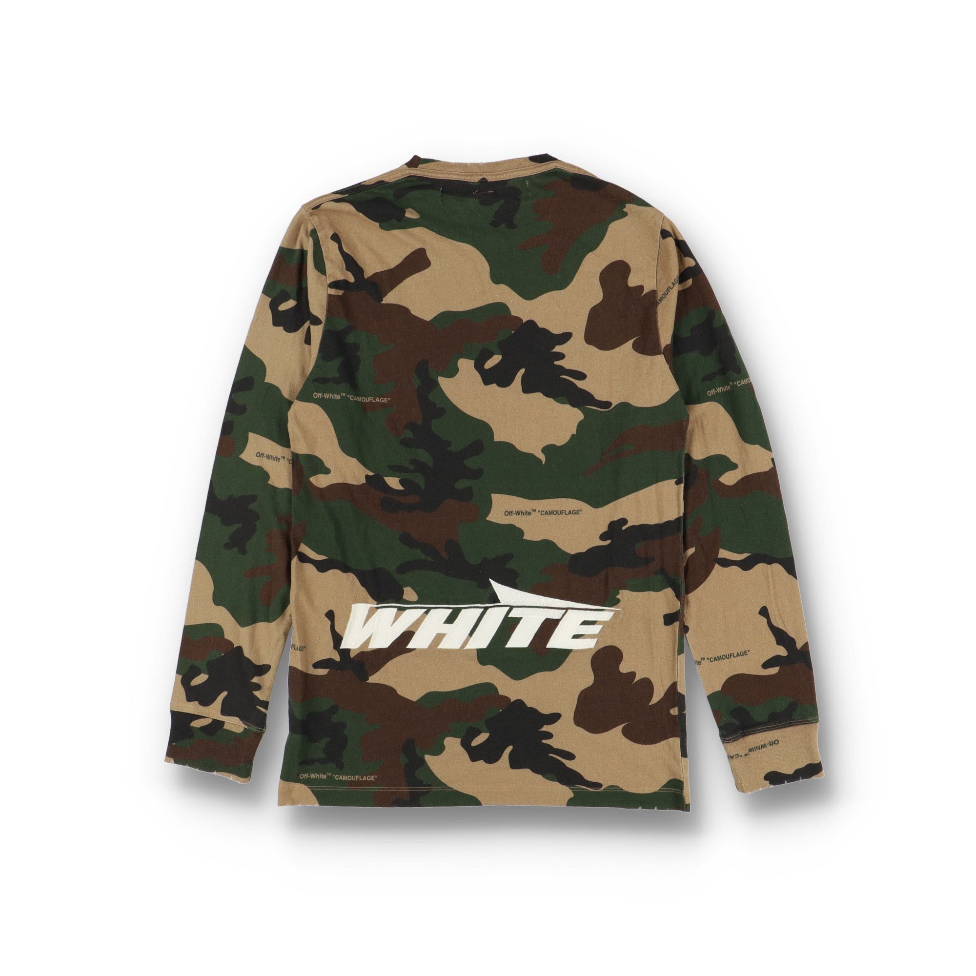 Off-White Camo Embroidered Logo Distressed LS T-Shirt Size US M / EU 48-50 / 2 - 7 Thumbnail