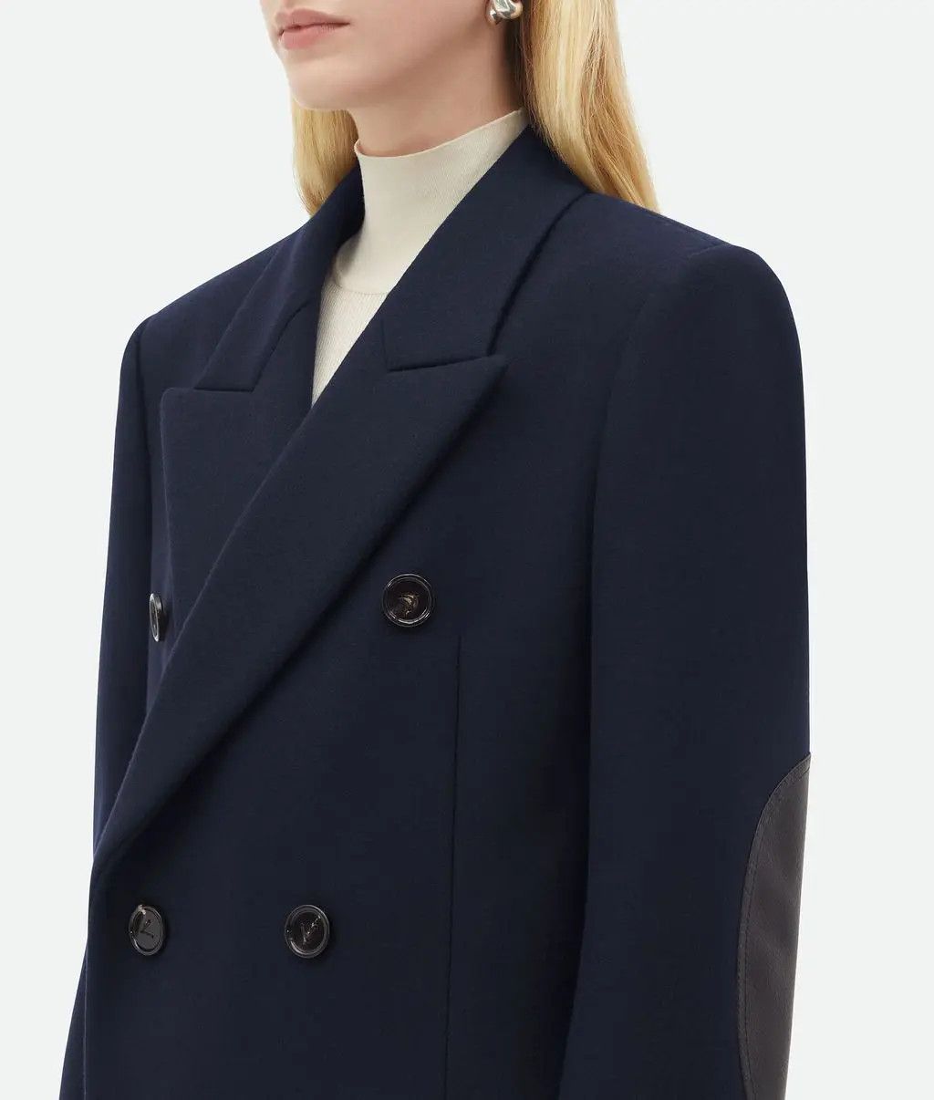 Bottega Veneta o1n1vont0325 Stretch Wool Felt Coat in Abyss Size XS / US 0-2 / IT 36-38 - 4 Thumbnail