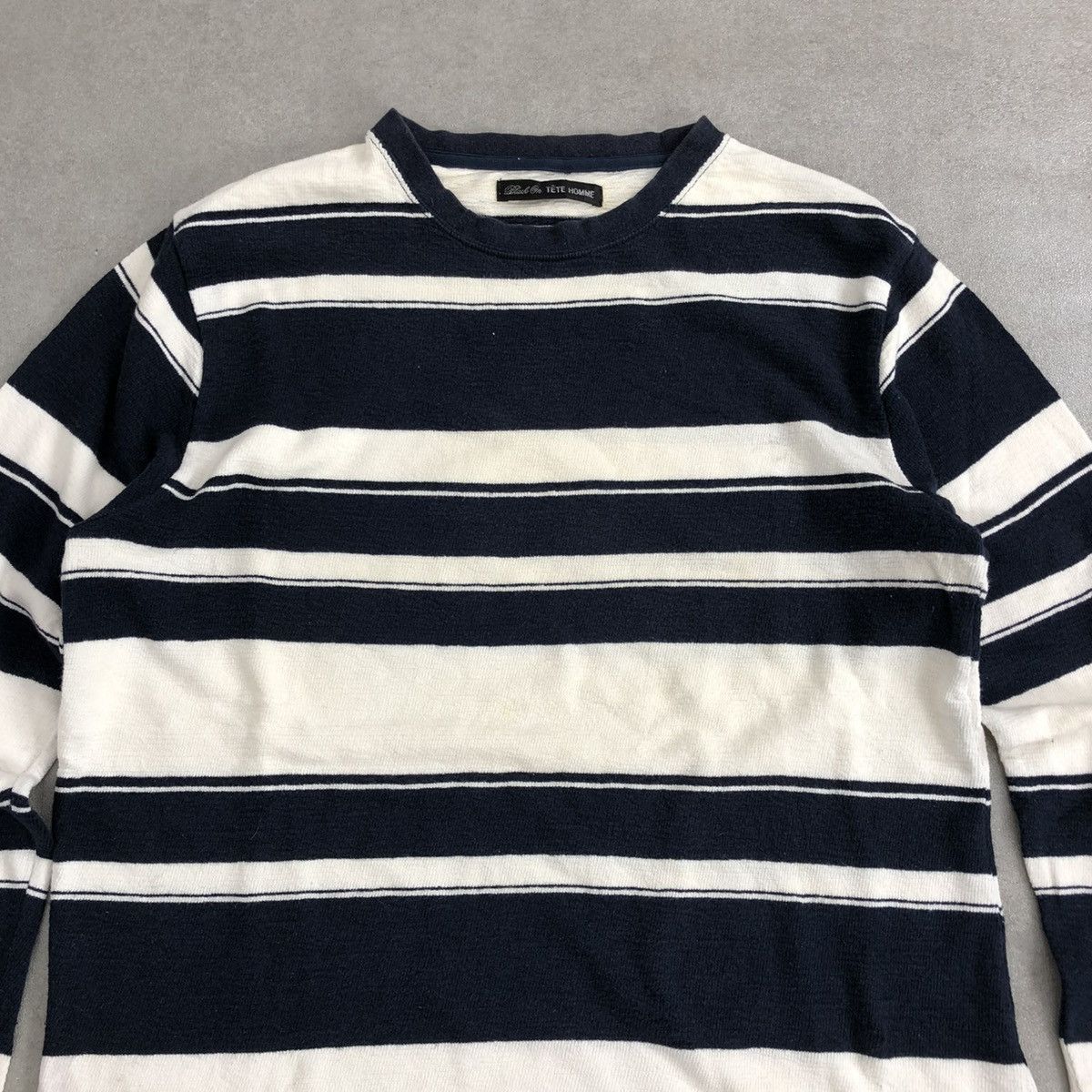 Issey Miyake × Tete Homme Vintage Tete Homme by Issey Miyake Striped Sweatshirt Size US M / EU 48-50 / 2 - 2 Thumbnail