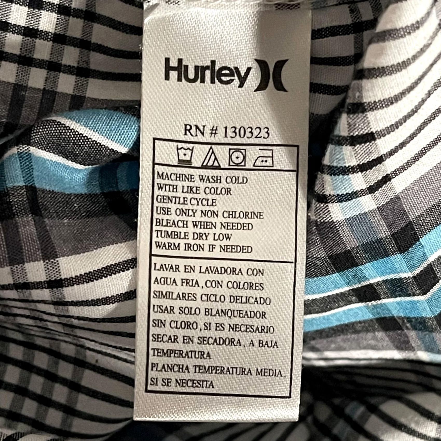 Hurley Hurley Button Up Shirt Mens XL Plaid Short Sleeve Surf Skate Casual Multicolor Blue/Black Size US XL / EU 56 / 4 - 5 Thumbnail