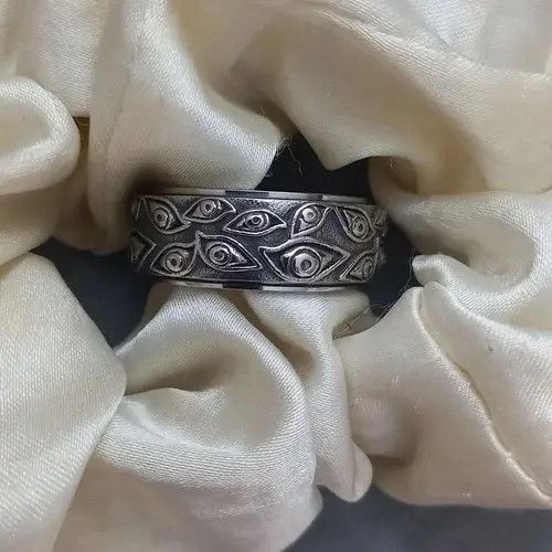Jewelry Silver Color The Eyes Engraved Ring (Size 7-13) Size ONE SIZE - 2 Thumbnail