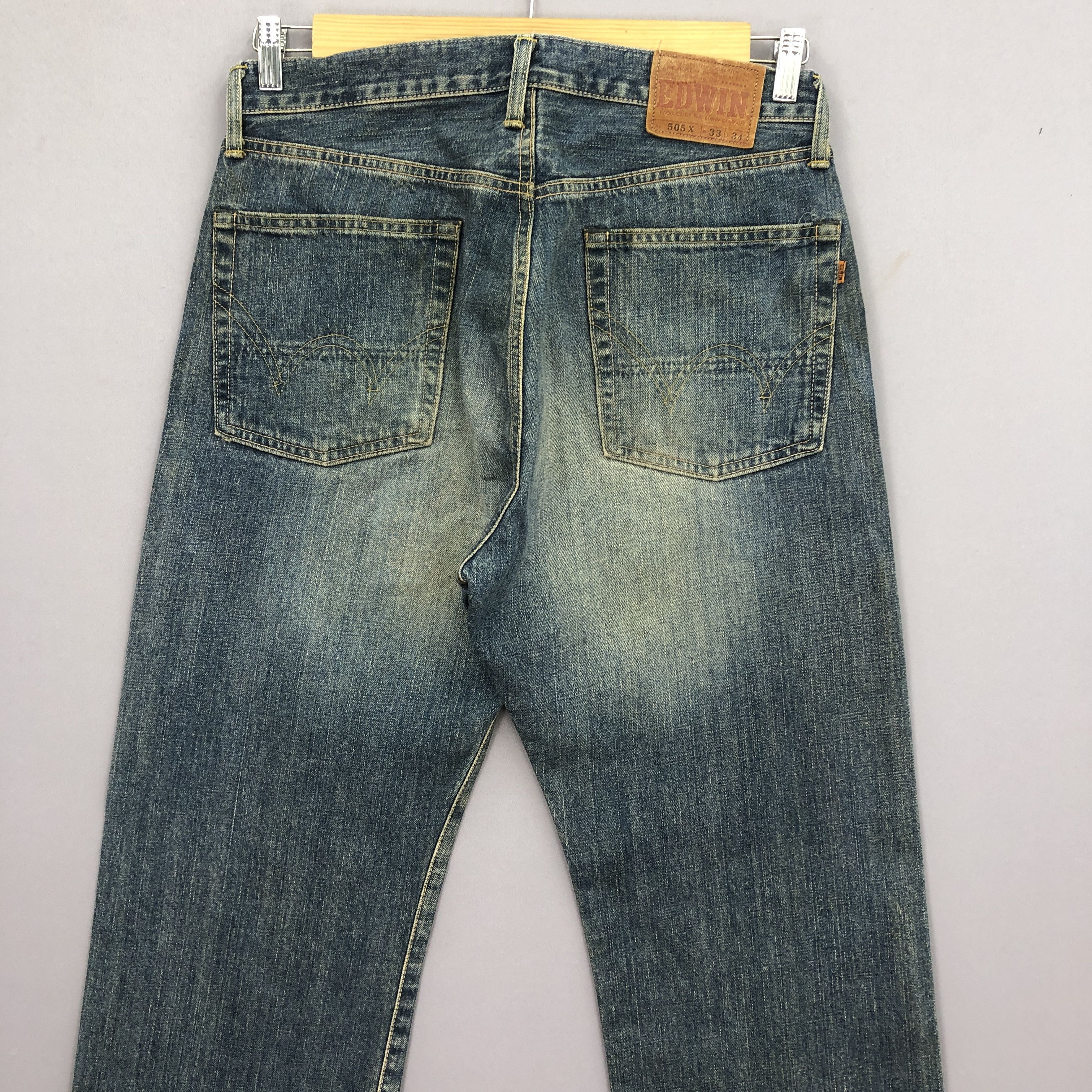 Japanese Brand Vintage 90s Edwin 505x Redline Jeans Mud Wash Selvedge Denim Size US 32 / EU 48 - 4 Thumbnail