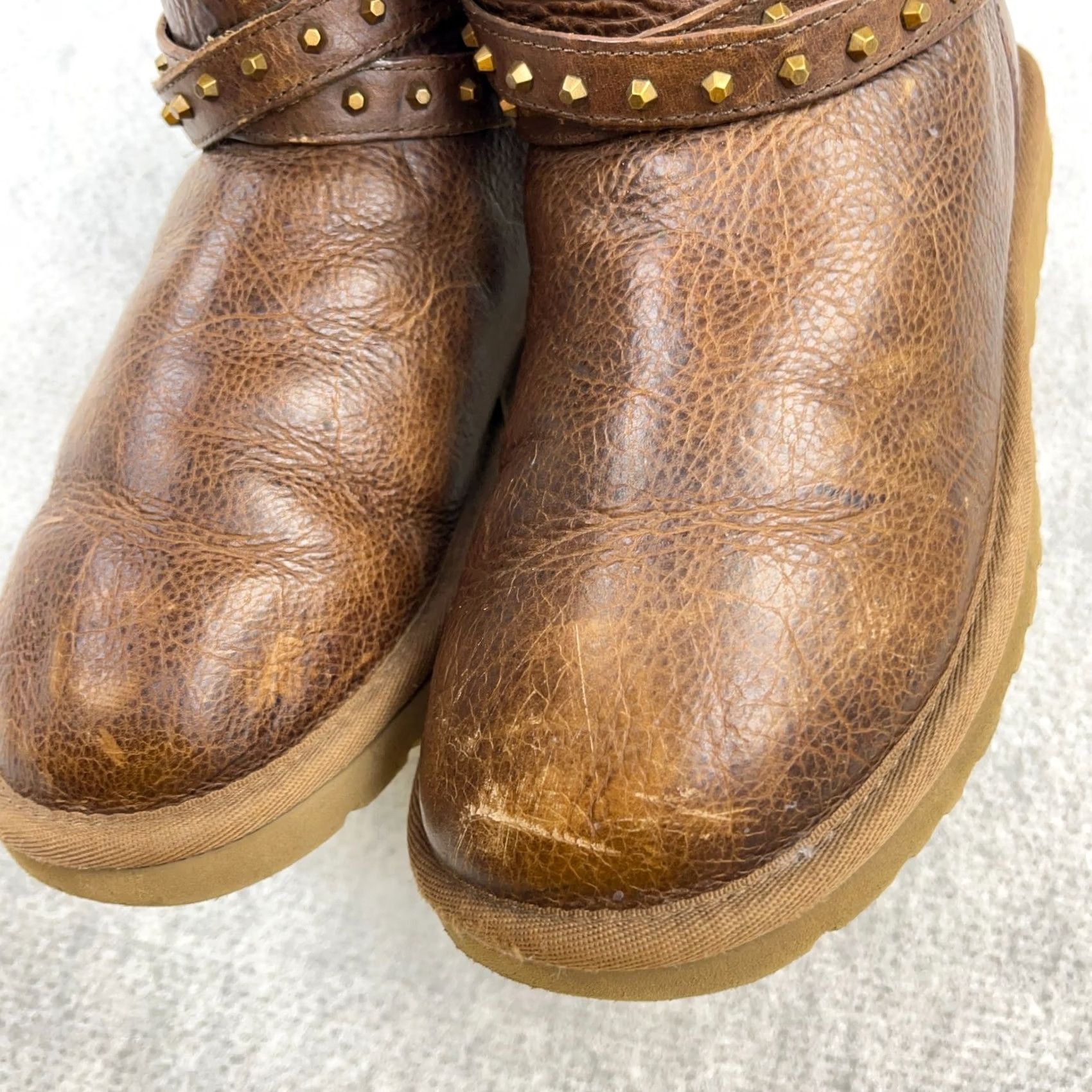 Ugg UGG Emersen Leather Studded Booties Brown US 6 Women Size US 5 / IT 35 - 5 Thumbnail