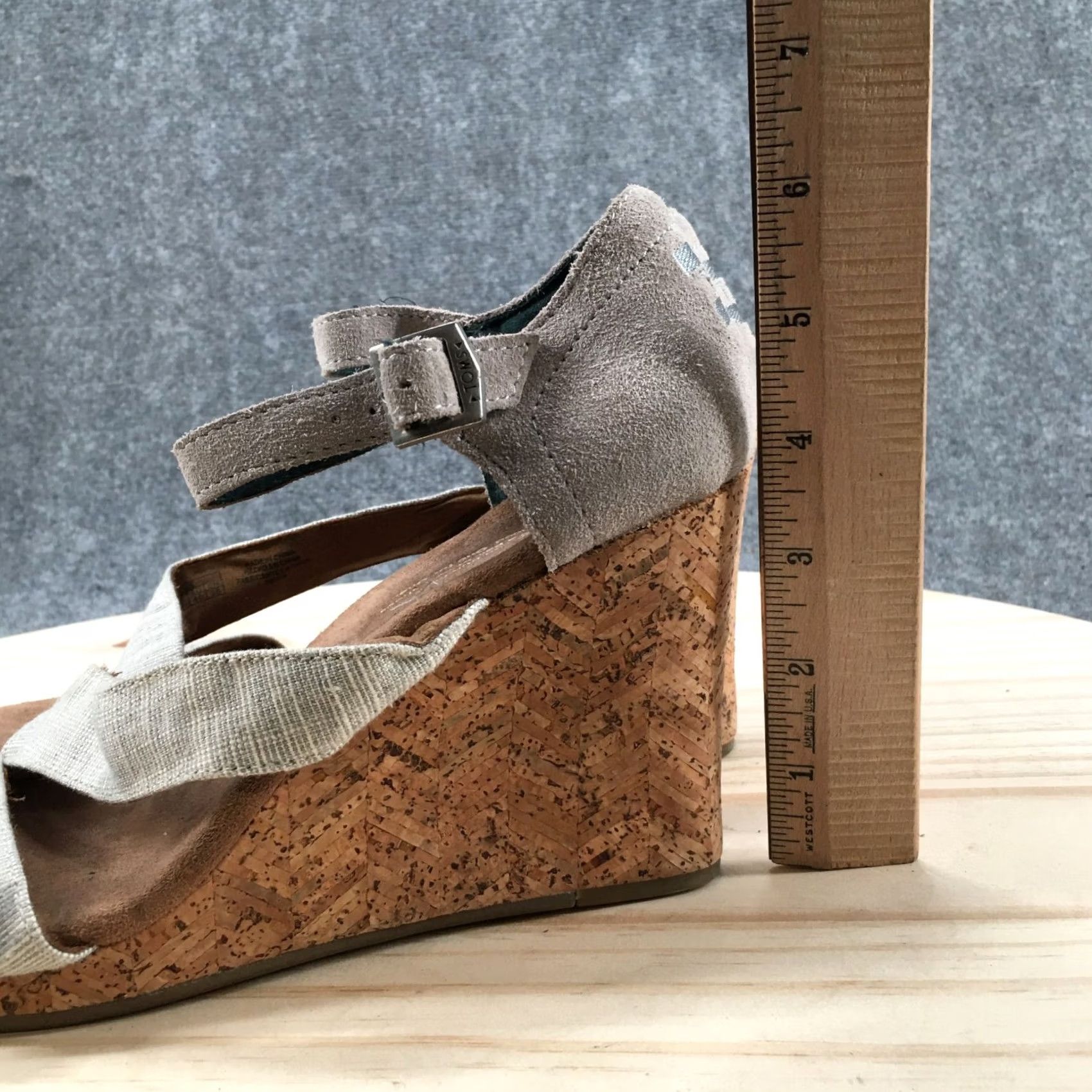 Toms TOMS Clarissa Beige Strappy Wedge Heel Open Toe Sandals Womens 9 Power Duo Ankle Strap Casual Shoes Size US 9 / IT 39 - 7 Thumbnail