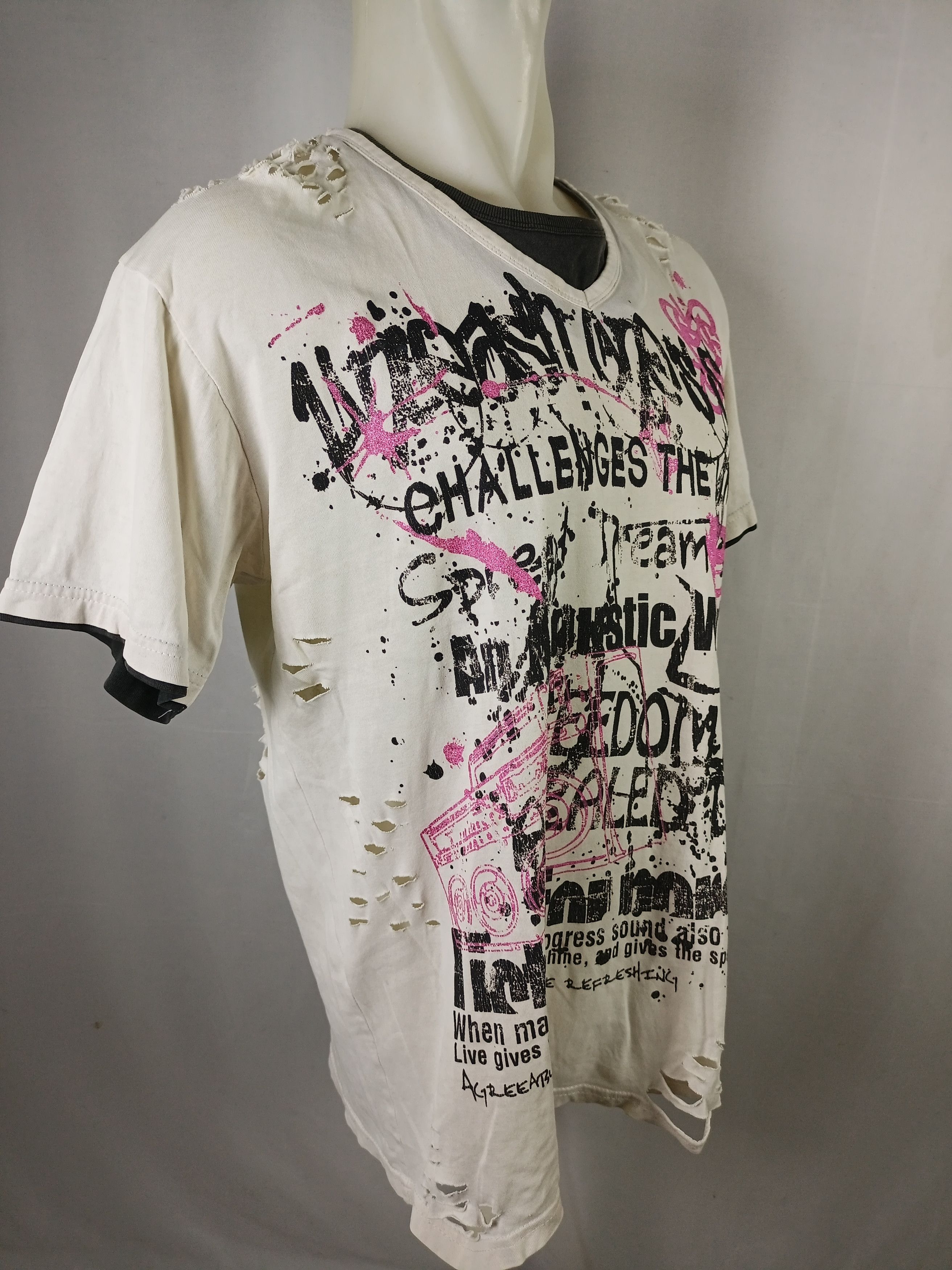 If Six Was Nine × Japanese Brand × Vintage Time Step POEM Print Distressed Tshirt Double Layer Size US XL / EU 56 / 4 - 3 Thumbnail