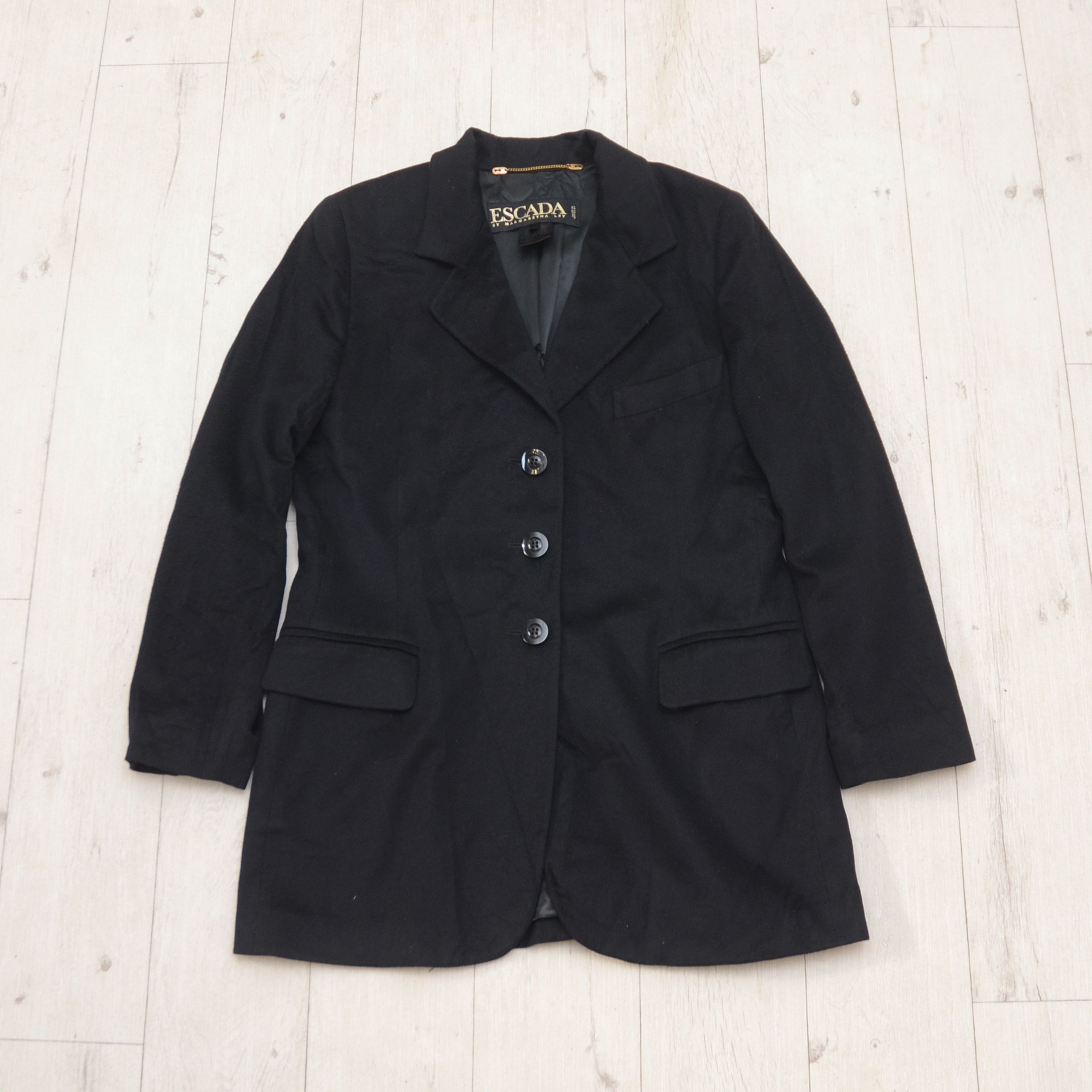 Escada Escada by Margaretha Ley Black Wool & Cashmere Overcoat Size L / US 10 / IT 46 - 1 Thumbnail
