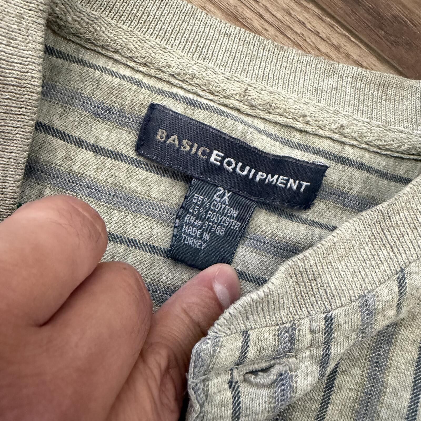 Other Vintage 90s Striped Henley Basic Equipment Shirt 2X Size US XL / EU 56 / 4 - 3 Thumbnail