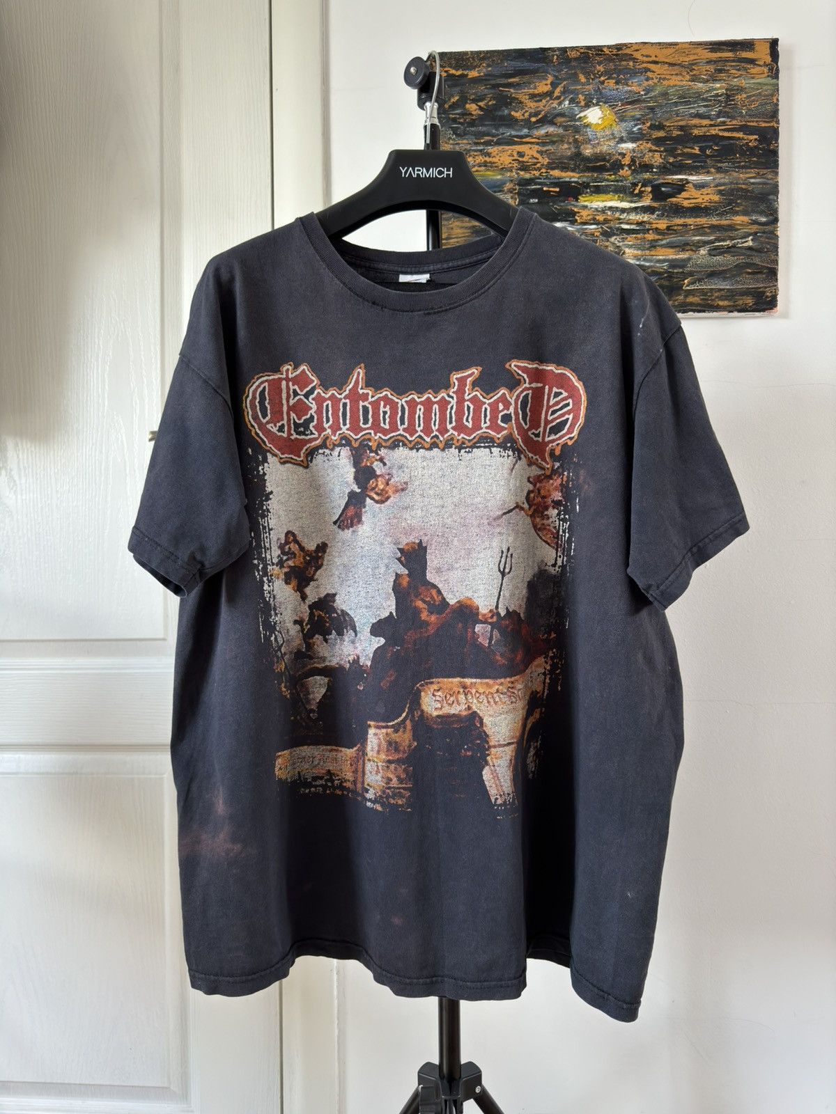 image of Band Tees x Rock T Shirt Vintage 1999 Entombed Hardcore Metal Band T Shirt Tee in Faded Black (Size