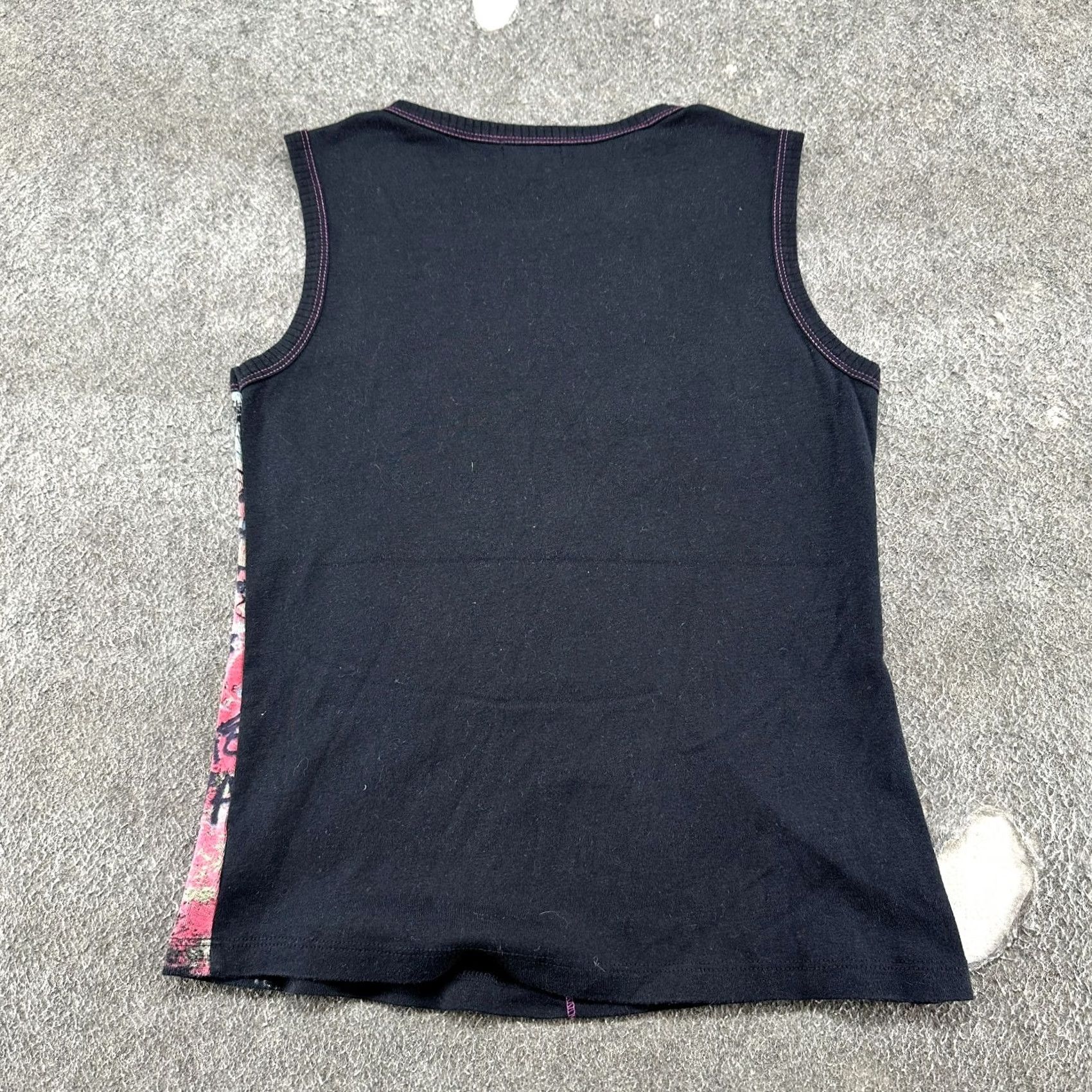 Pinko VINTAGE Skinny Minnie Tank Womens M Black Floral Cotton AOP 90s Sleeveless Round Neck Casual Shirt Ladies Mens? Size M / US 6-8 / IT 42-44 - 4 Thumbnail