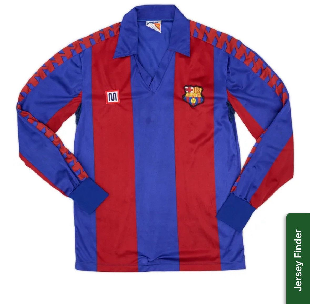Vintage Vtg 80’s Maradonna Era Home Barcelona L/S Stripe Jersey Size US M / EU 48-50 / 2 - 1 Thumbnail