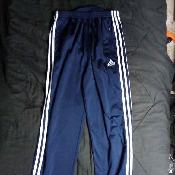 Adidas Vintage 90s Adidas 3 Stripe Snap Sweatpants Joggers Blue Size US 30 / EU 46 - 2 Thumbnail