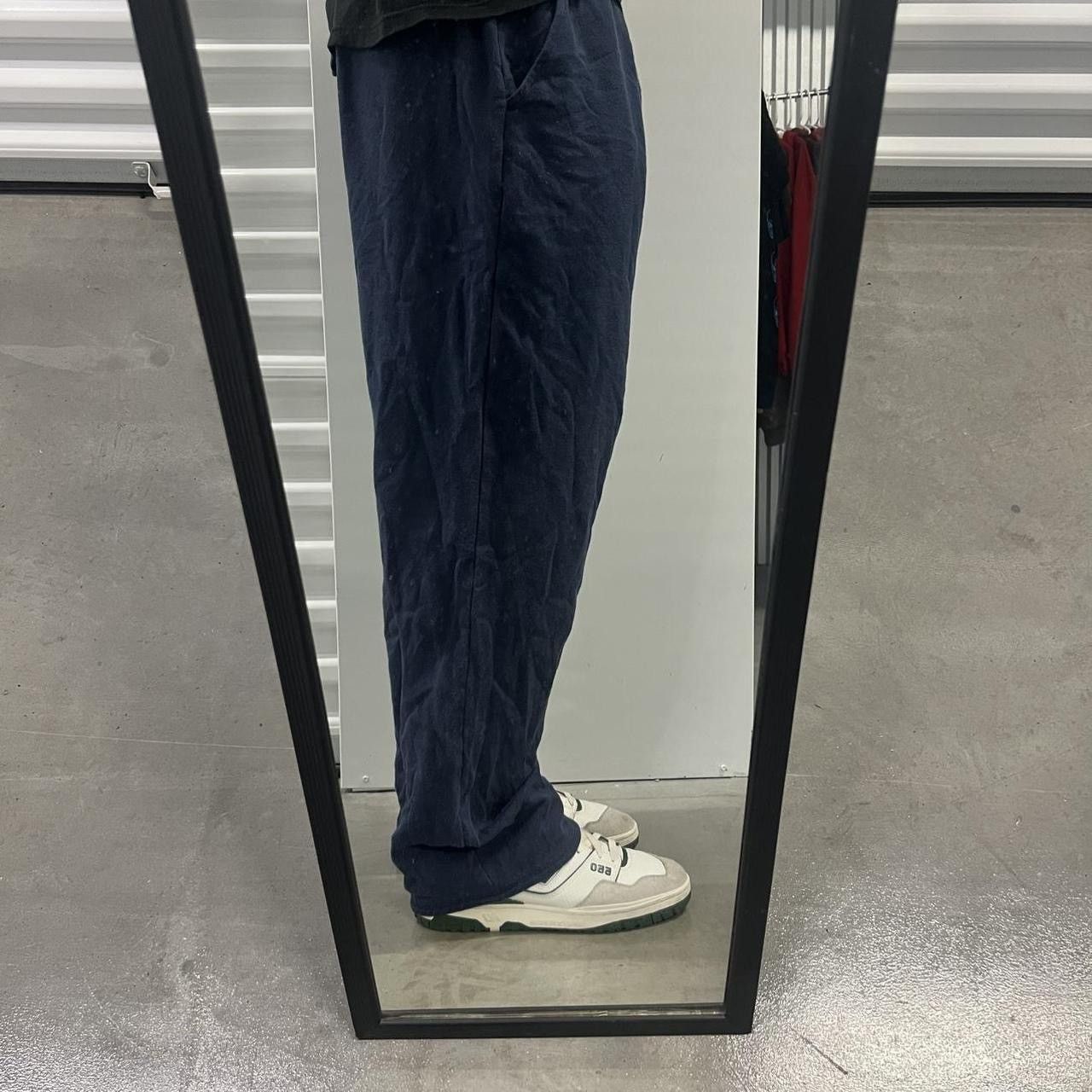 Japanese Brand × Vintage Crazy Vintage Y2K Baggy Wide Leg Navy Blue Sweatpants! Size US 38 / EU 54 - 2 Thumbnail