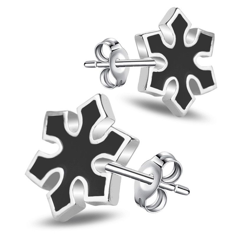 Jewelry Snowflake Modern Earrings One Pairs Chrome Jewelry Size ONE SIZE - 6 Thumbnail