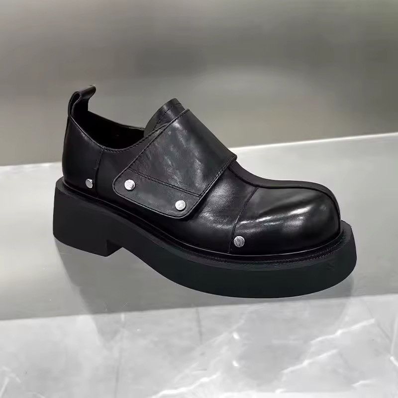 Real Genuine Leather Casual Platform Black British Boots, Men's (Size 10)