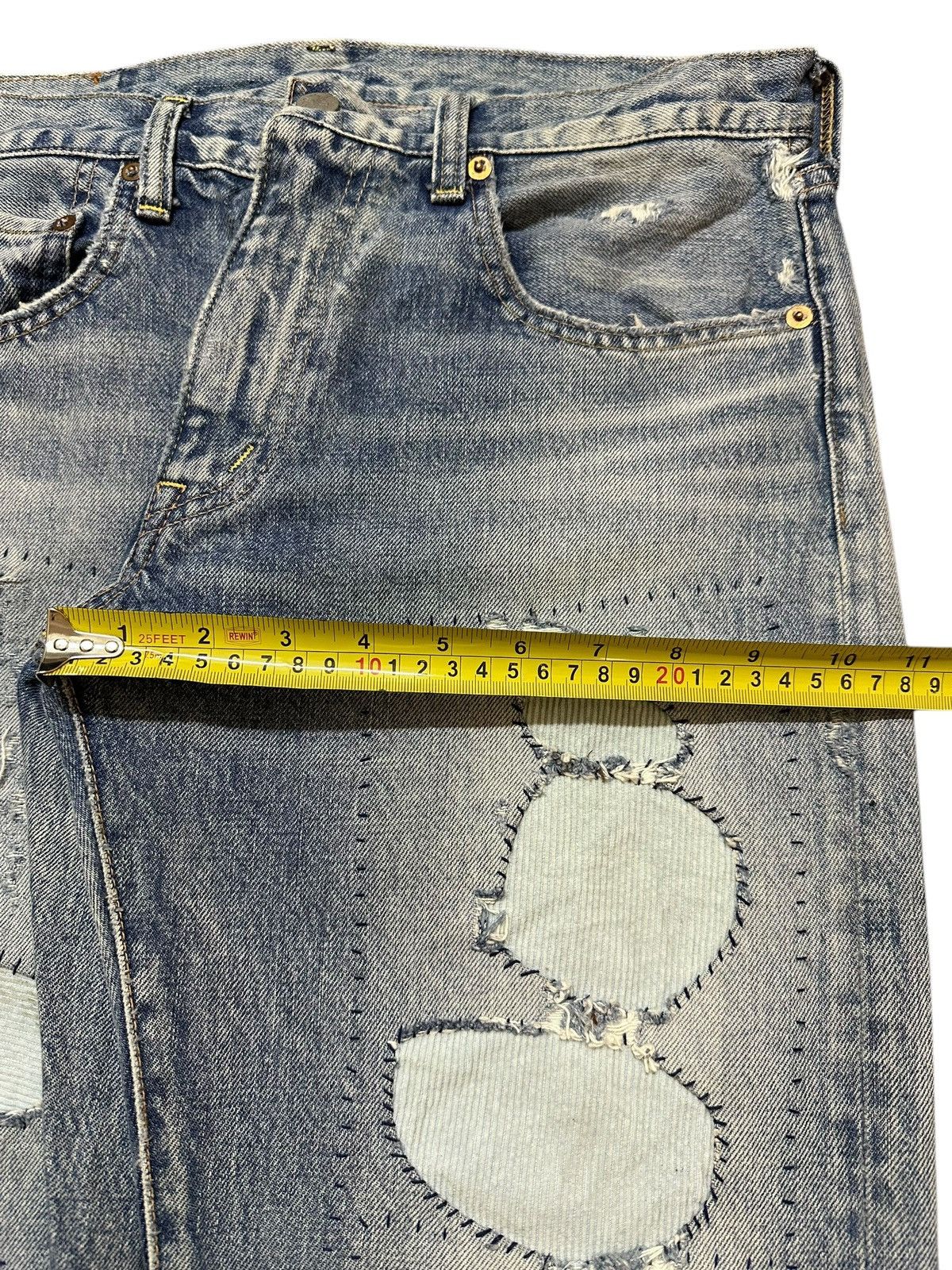 Japanese Brand Vintage Japanese Brand Faded Wash Distressed Patch Jeans Size US 32 / EU 48 - 14 Thumbnail