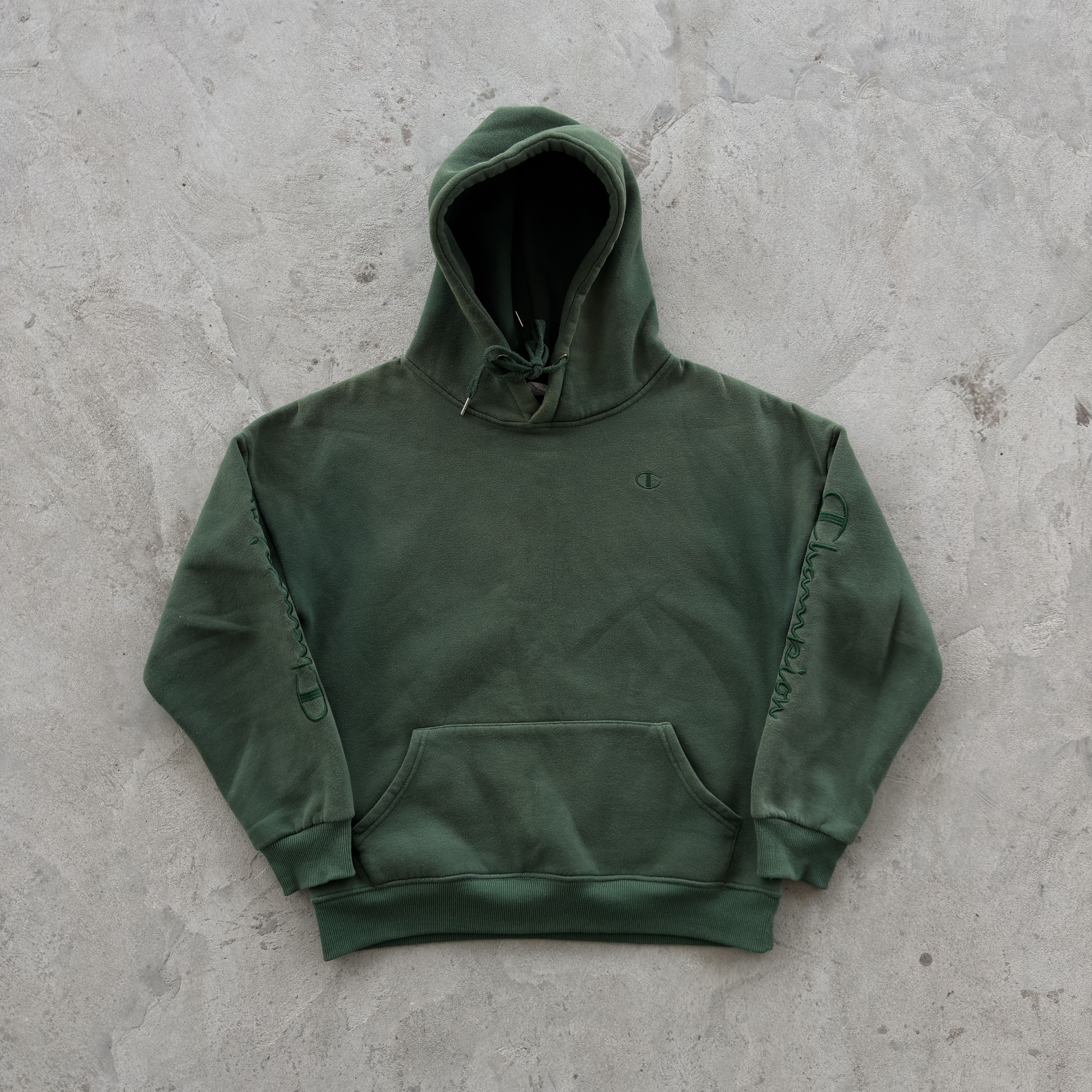 Vintage Champion Hoodie Spellout Sleeve Logo Pullover