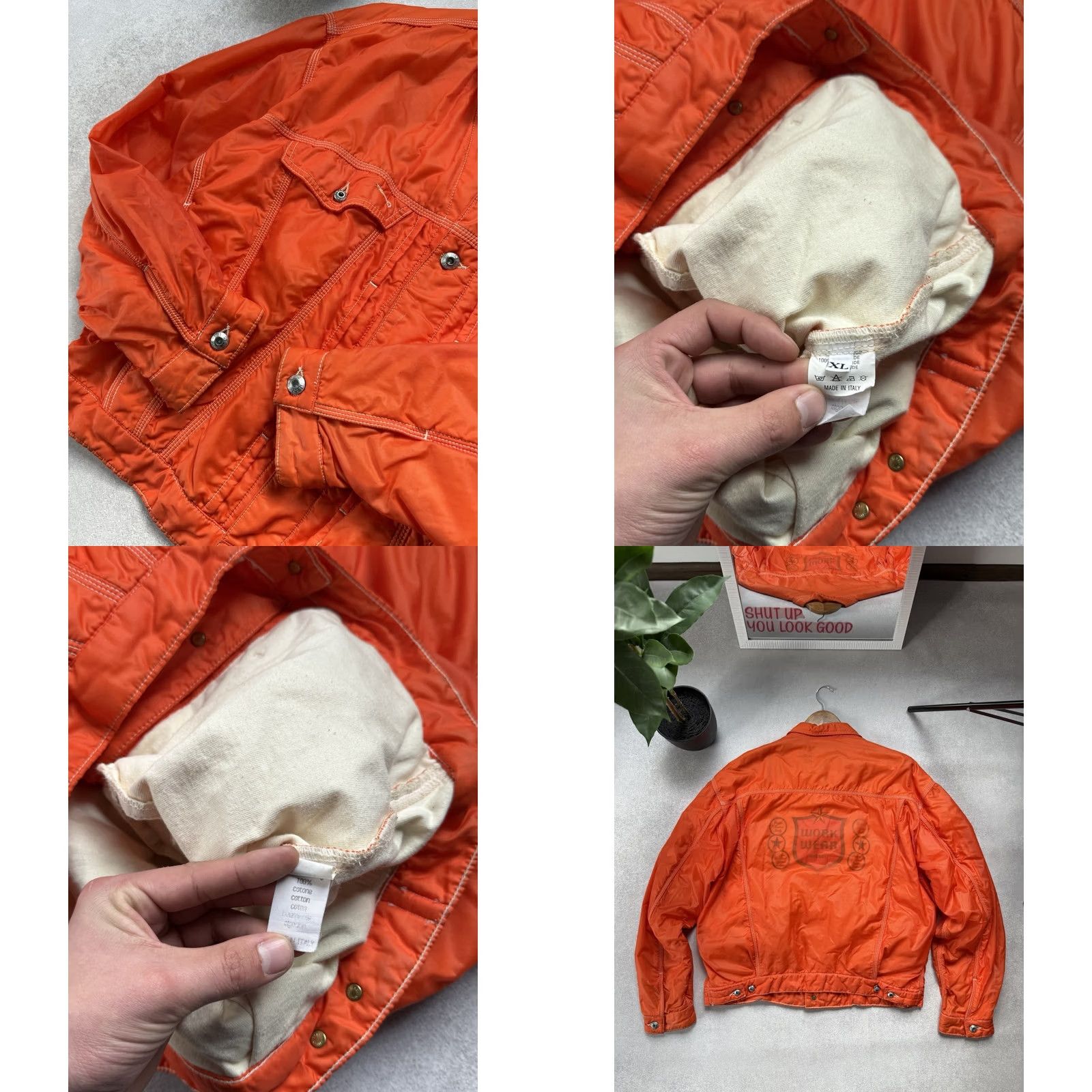 Diesel VINTAGE Diesel WORK WEAR Bomber Jacket Polyamide Orange XL Men’s Jacket, 90s, Zipper Button Snap, Logo, Canvas, Lightweight, Pockets, Diesel USA, Y2K Size US XL / EU 56 / 4 - 8 Thumbnail