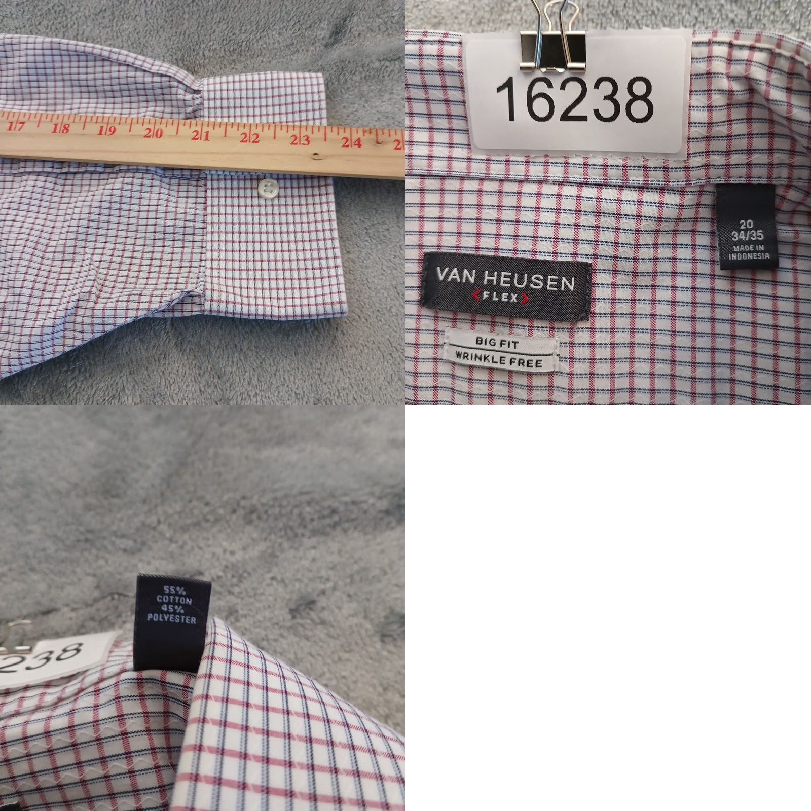 Van Heusen Van Heusen Shirt Mens 20 Pink Check Big Fit Long Sleeve Button-Up Mens Regular Size 20 Pink Check Van Heusen Shirt Size US XXL / EU 58 / 5 - 8 Thumbnail