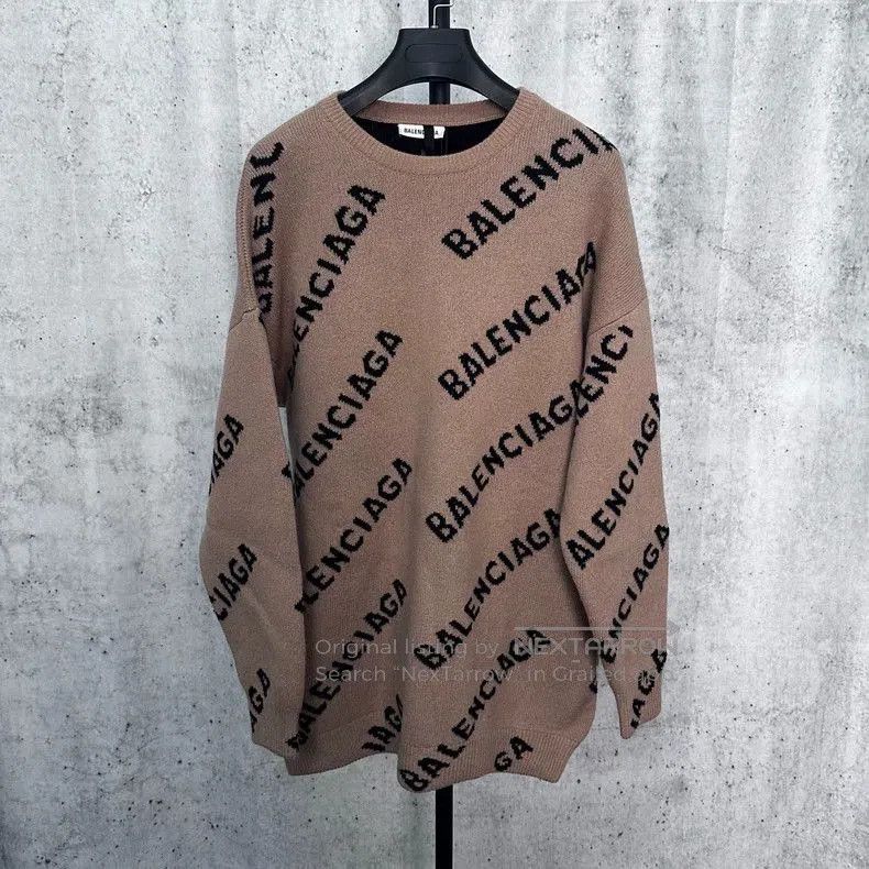 Balenciaga Balenciaga Brown Logo Knit Sweater. Size US S / EU 44-46 / 1 - 1 Thumbnail