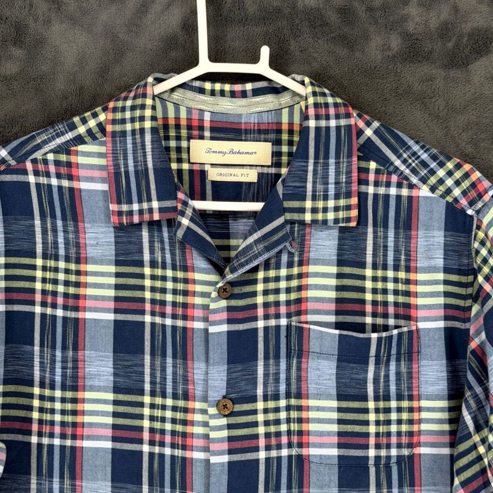 Tommy Bahama Tommy Bahama Silk Plaid Short Sleeve Button-Up Shirt Original Fit Blue Multicolor Shirt Mens M Casual Travel Beach 90s? Size US M / EU 48-50 / 2 - 2 Thumbnail